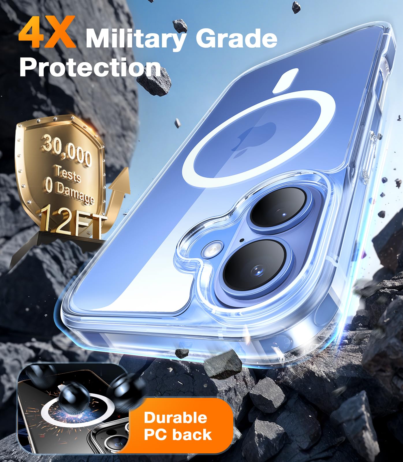 Torras For Iphone 16 Plus Case, [Compatible With Magsafe] [Military Grade Drop Tested] Translucent Magnetic Slim Protective Case