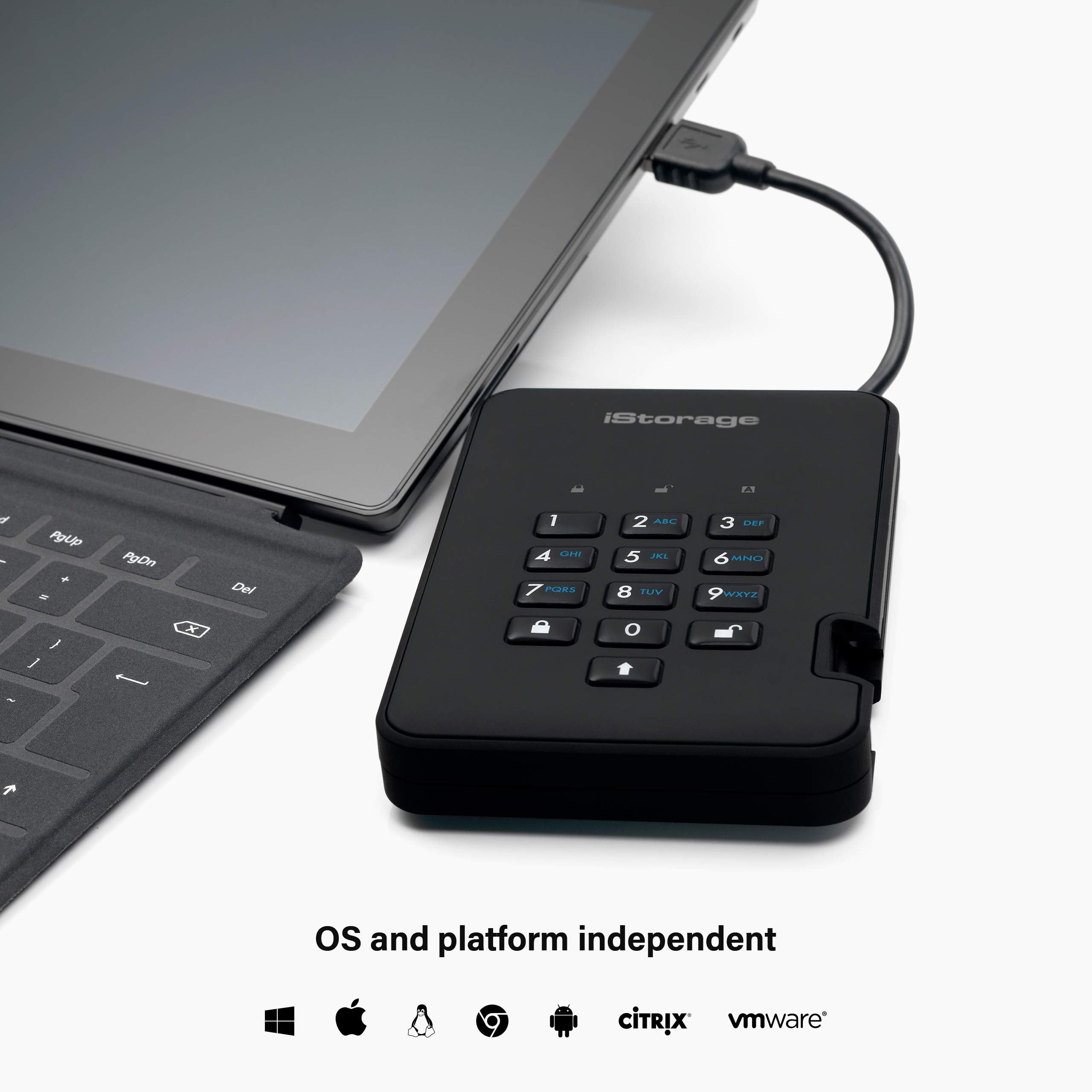 Istorage Diskashur2 Hdd 1 Tb | Secure Portable Hard Drive | Password Protected | Dust/Water Resistant | Hardware Encryption