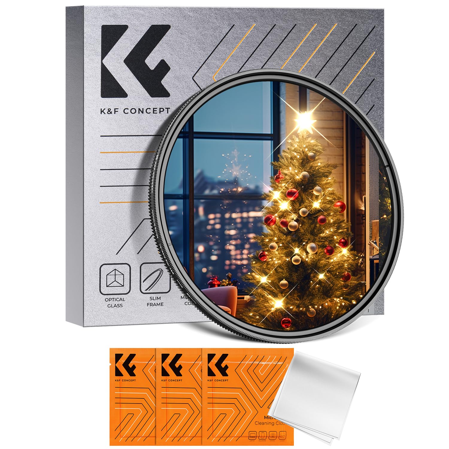 K&F Concept 77Mm Variable Star Filter Cross Screen Starburst Filter 4, 8 Points  18 Layer Coating Ultra Slim Optical Glas Camera