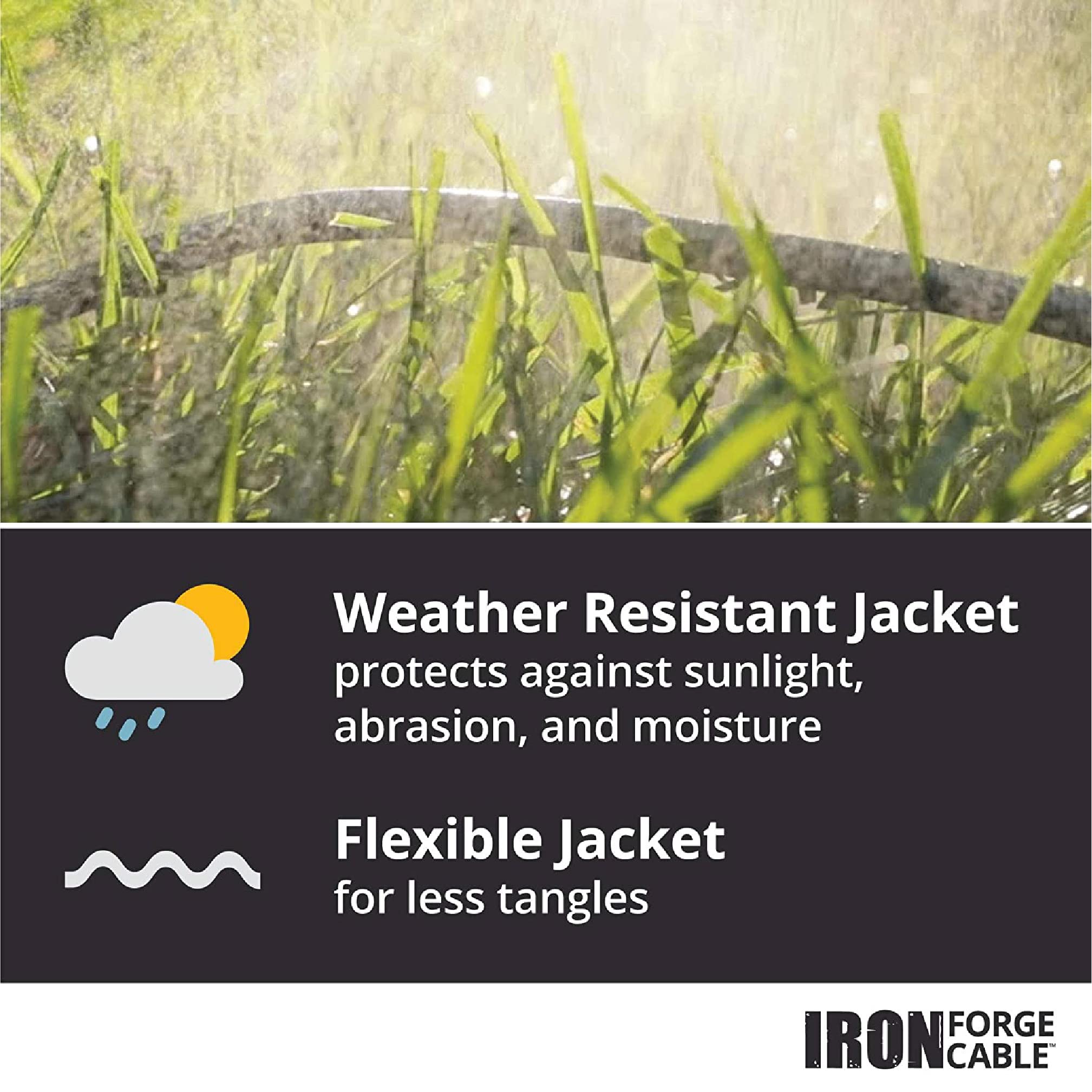 Iron Forge Cable 100 Foot Heavy Duty Extension Cord Outdoor   10/3 Sjtw 10 Gauge Black Extension Cable With 3 Prong Grounded Plu