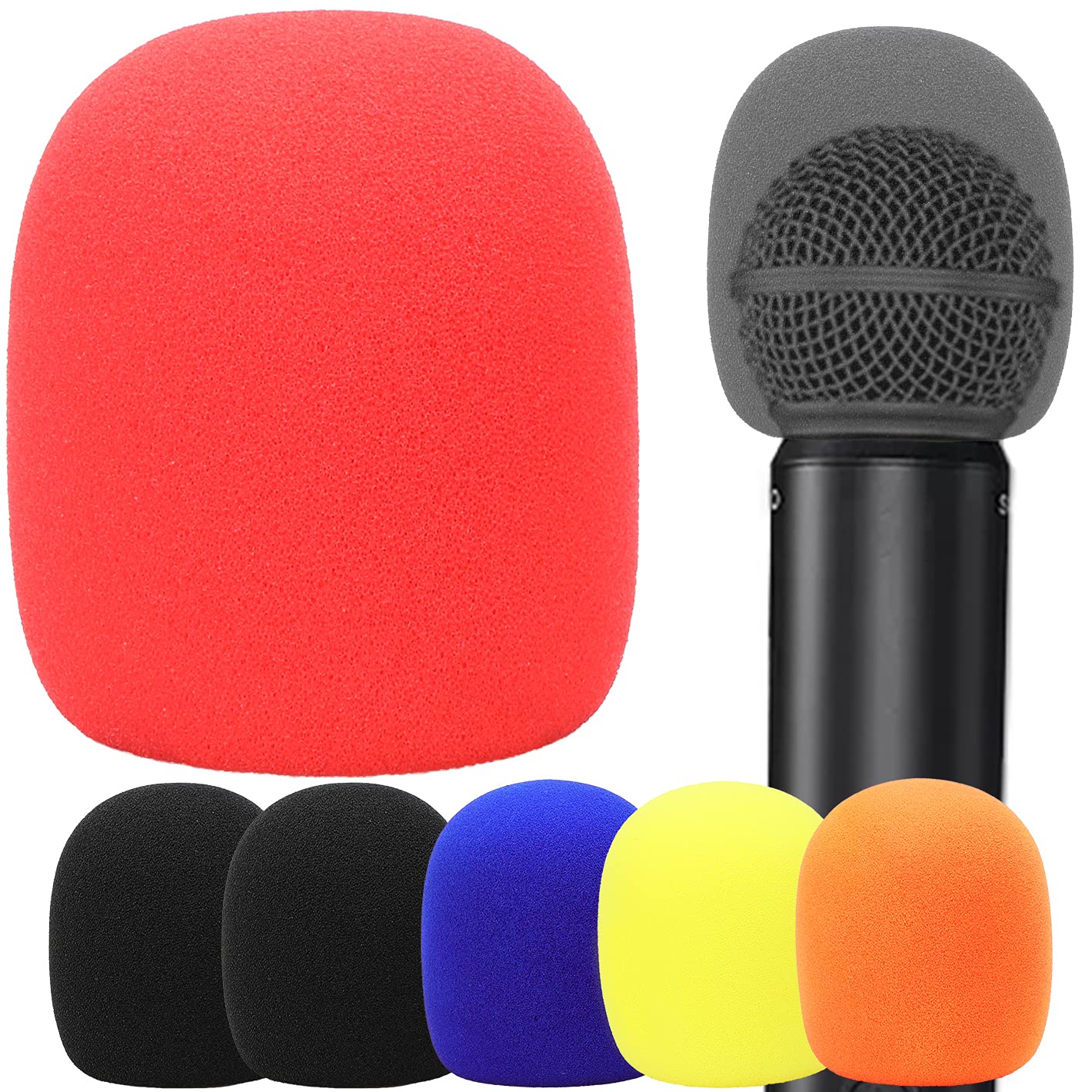 Windscreen Foam Cover for Ball Type Microphone   6 Packs Mic Pop Filter for Handheld Mics to Reduce Plosive Wind Noises by YOUSHARES(Color)