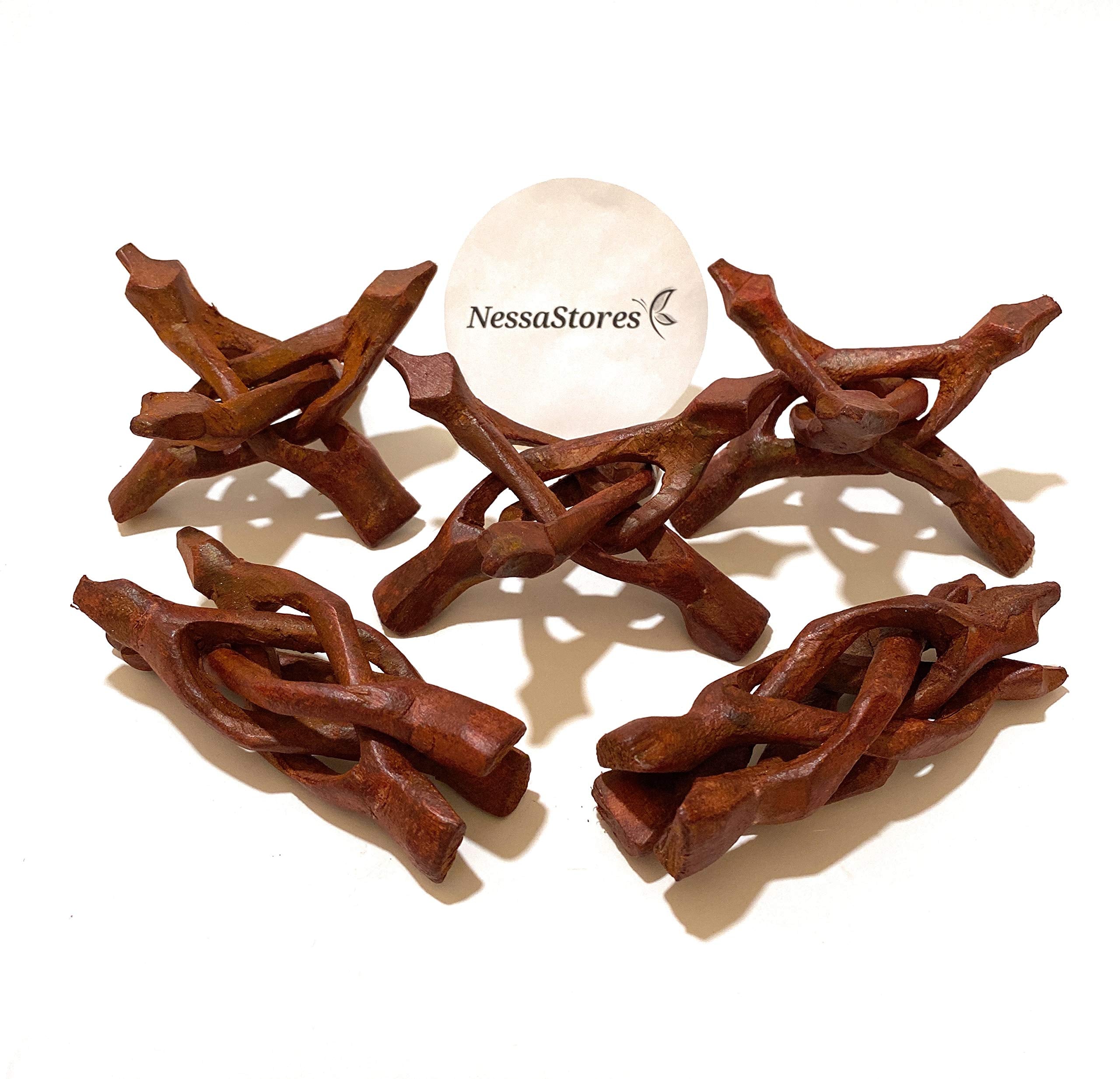 NessaStores - Carved Tripod Wood Stand Holder 4  #JC-045 (8 pcs)