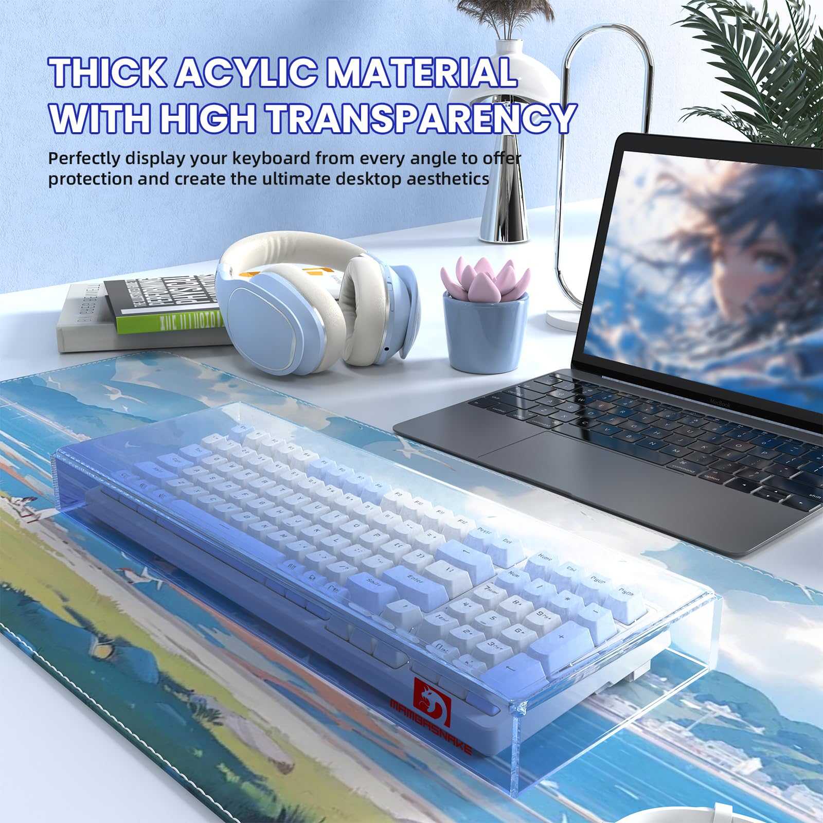 Ziyou Lang Kc04 Acrylic Clear Transparent Keyboard Cover(17.4*6.5*1.89) With Dustproof Waterproof Anti Hit Anti Cat Protective C