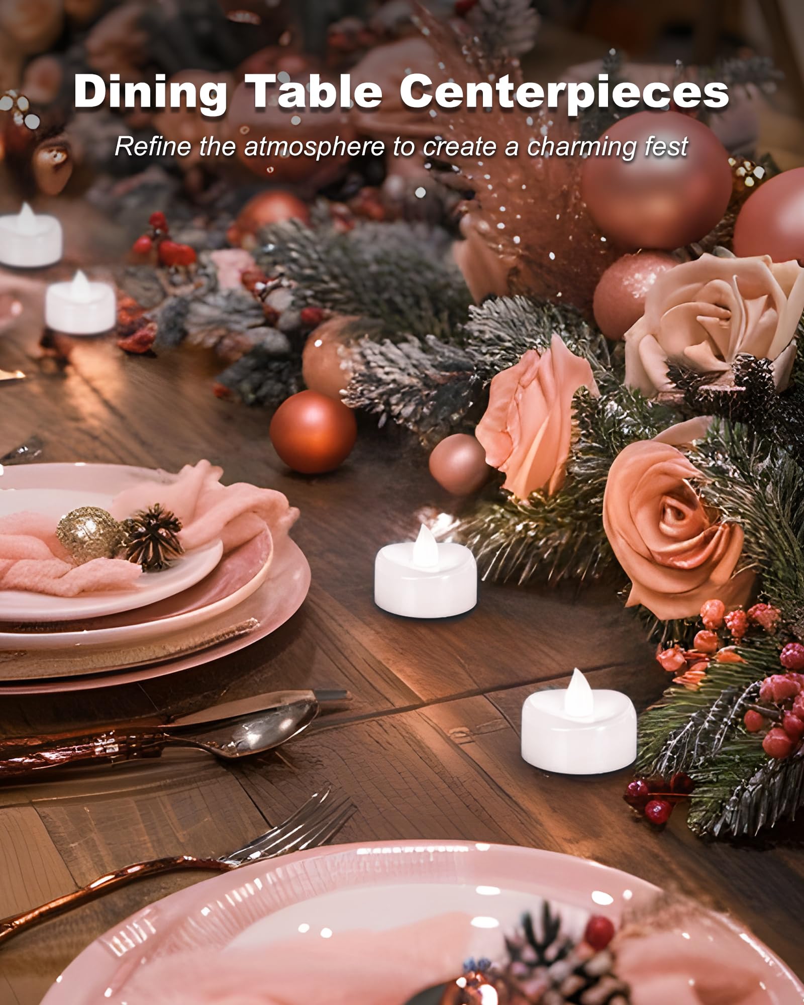 Merrynights Led Candles, Tea Lights Candles Battery Operated, 24 Pack 200+Hours Flameless Tealight Candles, Realistic Tea Lights