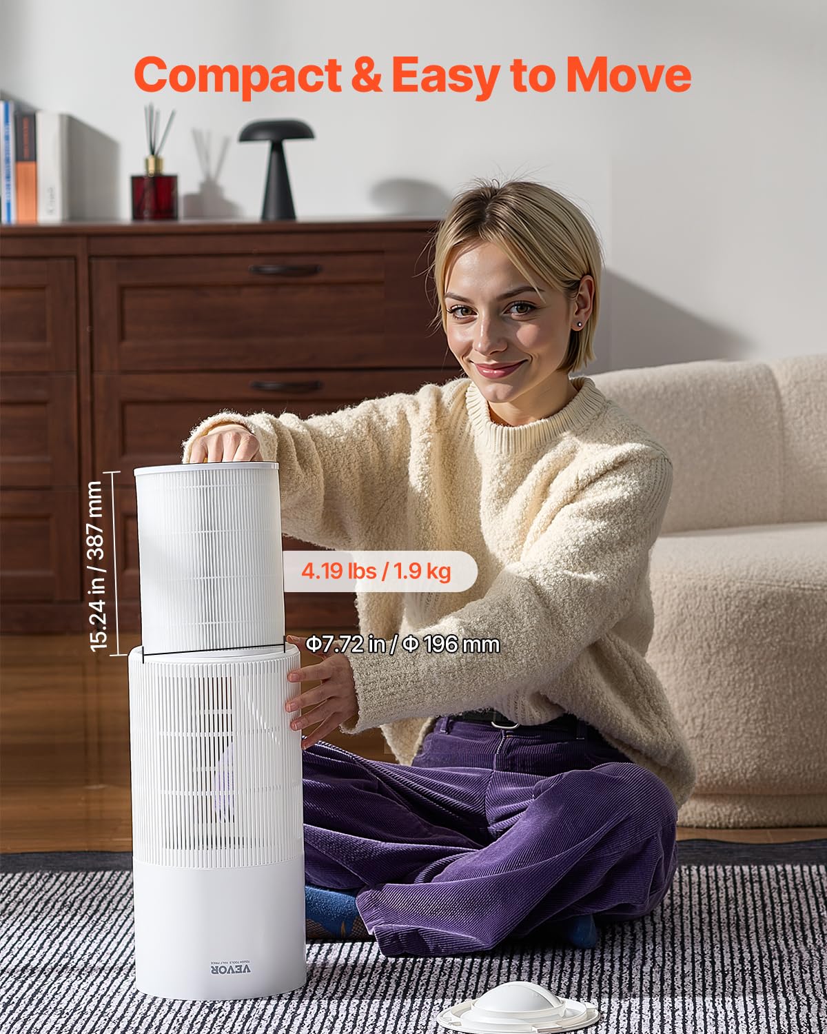 Vevor Air Purifier For Bedroom Home, H11 Hepa Layer, 1100 Ft/H Smart Air Purifier With Speed Control & Child Lock Guard, Efficie