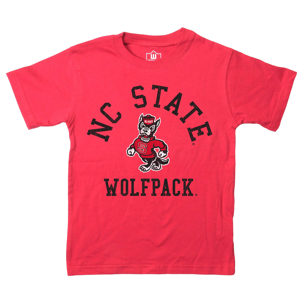 Wes And Willy Ncaa Kids Ss Organic Cotton Tee Shirt, North Carolina State Wolfpack, Cherry, L