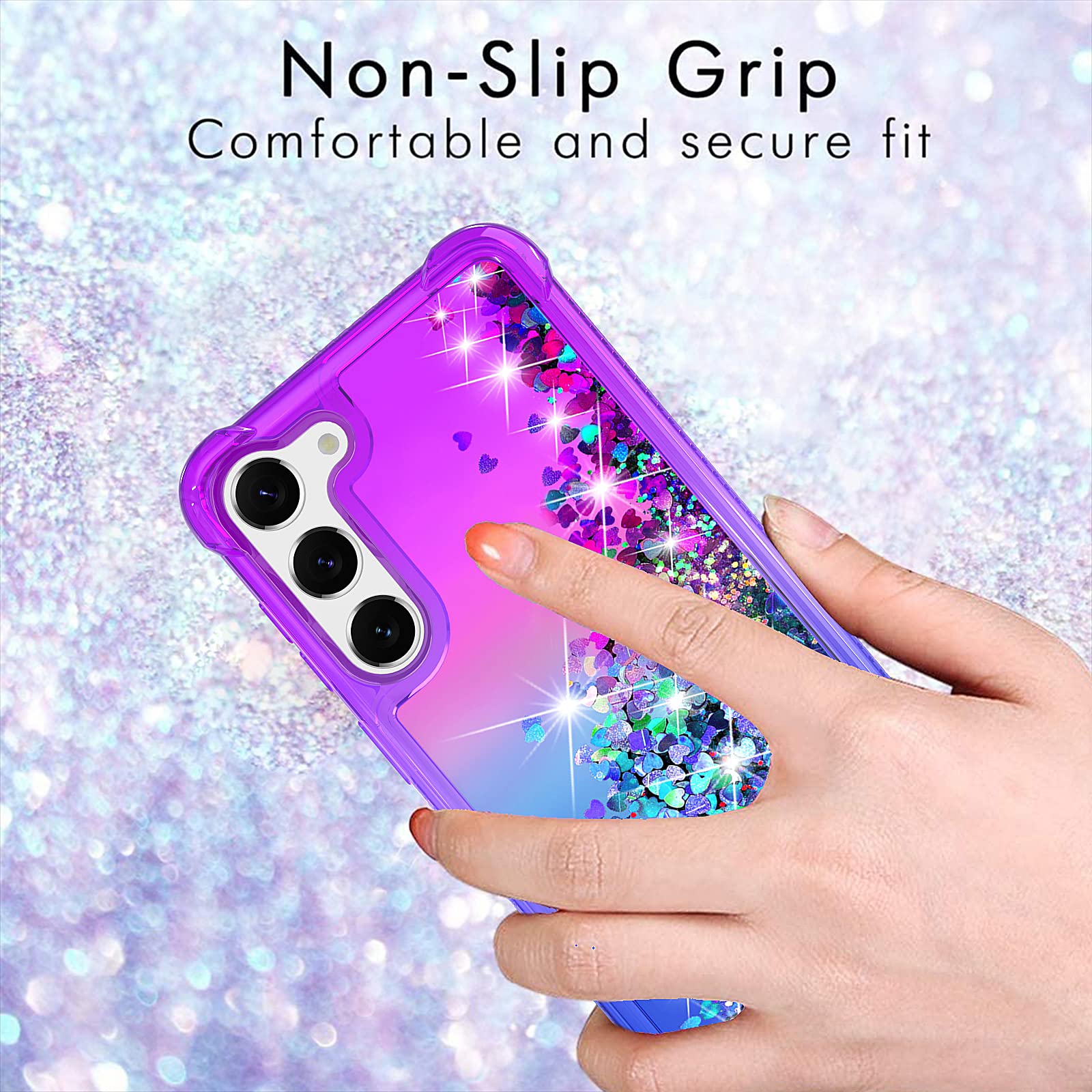 YZOK Samsung Galaxy S23 Plus Phone Case Gradient Quicksand Glitter Liquid TPU Purple/Blue