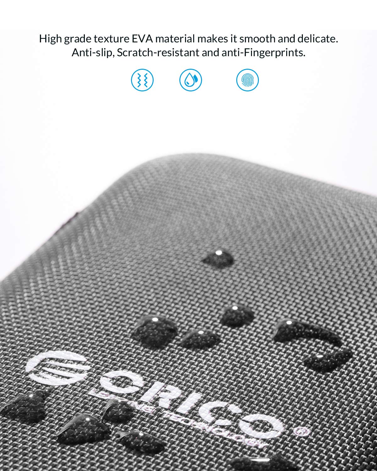 ORICO Hard Drive Case 2.5 inch External Drive Storage Carrying Bag Waterproof Shockproof with Inner Size 5.5x3.5x1.0inch for Organizing HDD and Electronic Accessories, Black(PHD 25)