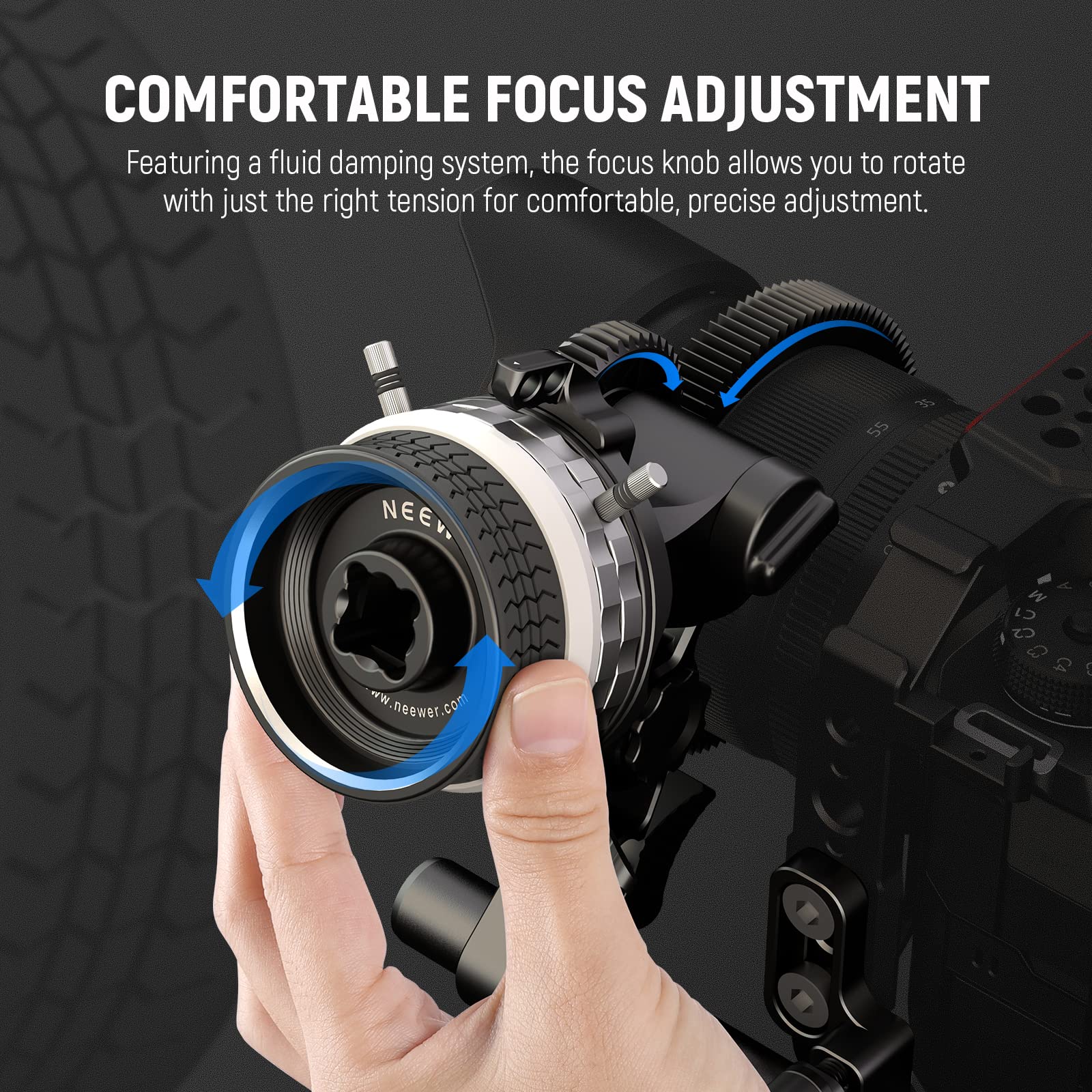 Neewer Mini Follow Focus With A/B Stops, Lens Gear Ring, 15Mm Rod & Rod Clamp For Cinema Camera, Dslr/Mirrorless Camera, Compati