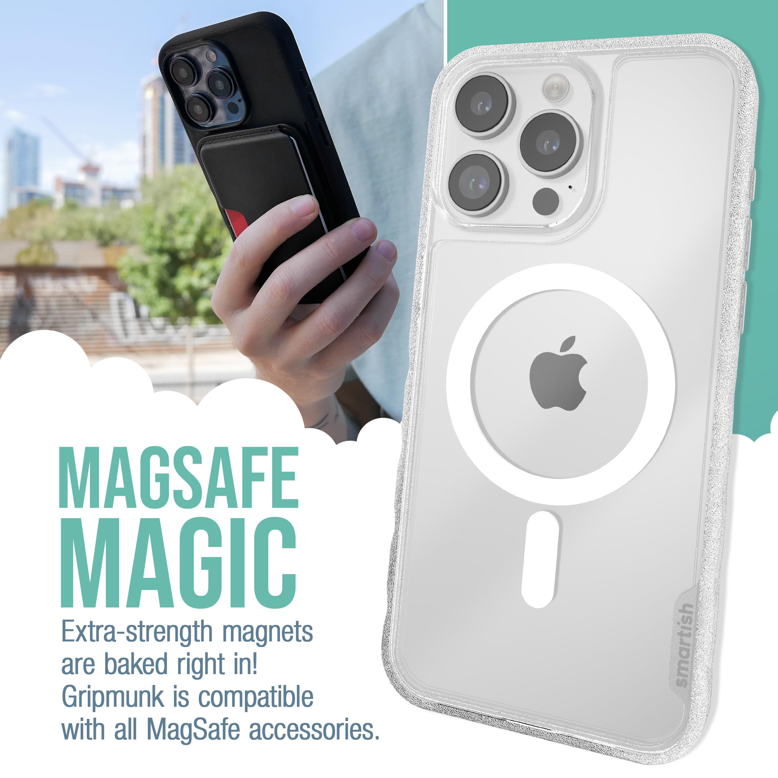 Smartish Iphone 15 Pro Max Magnetic Case   Gripmunk Compatible With Magsafe [Lightweight + Protective] Slim/Thin Grip Cover For