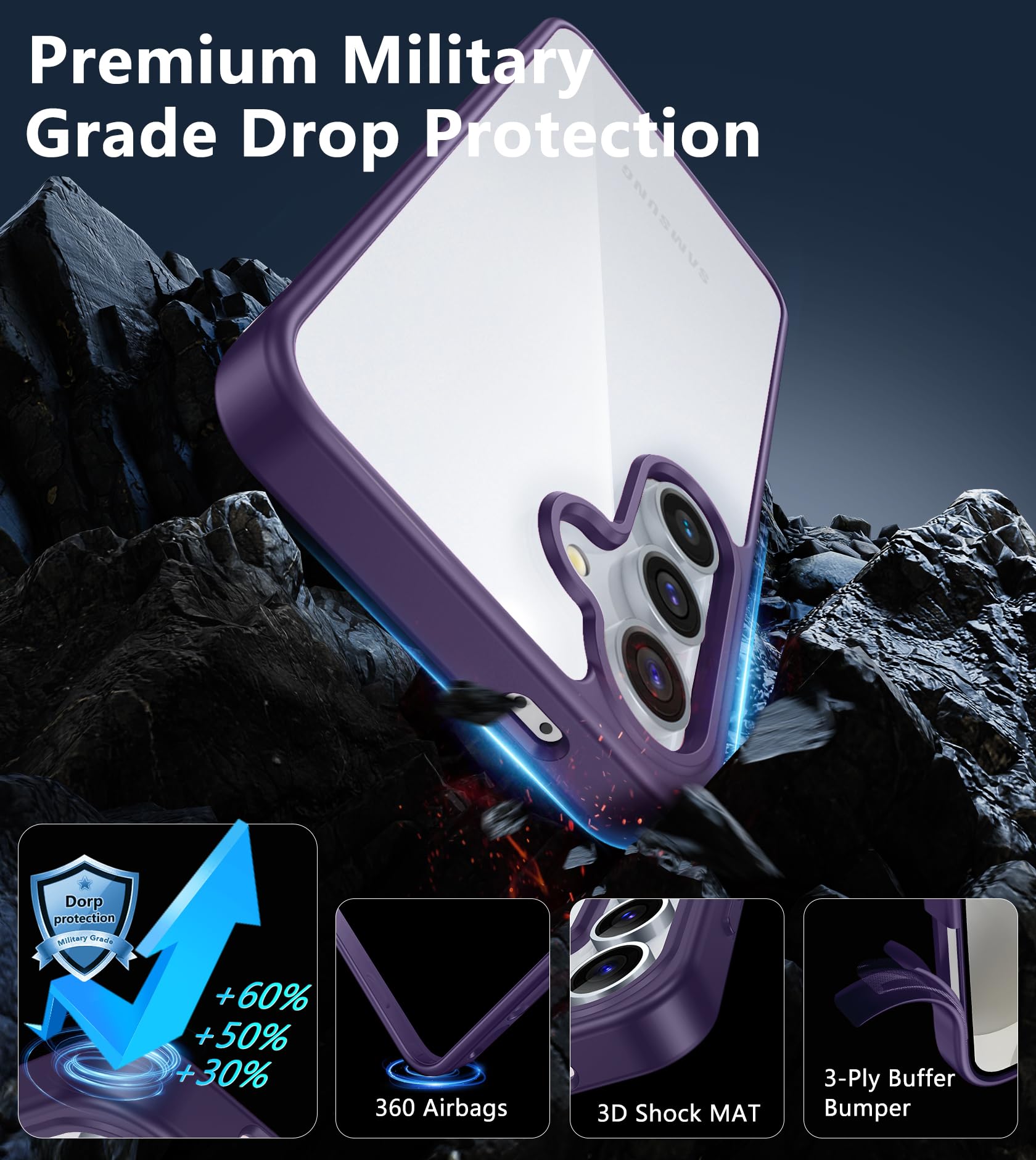 Fntcase For Samsung Galaxy S24 Case: Anti Yellowing Clear Case | Military Grade Protection Slim Phone Cases | Shockproof Scratch