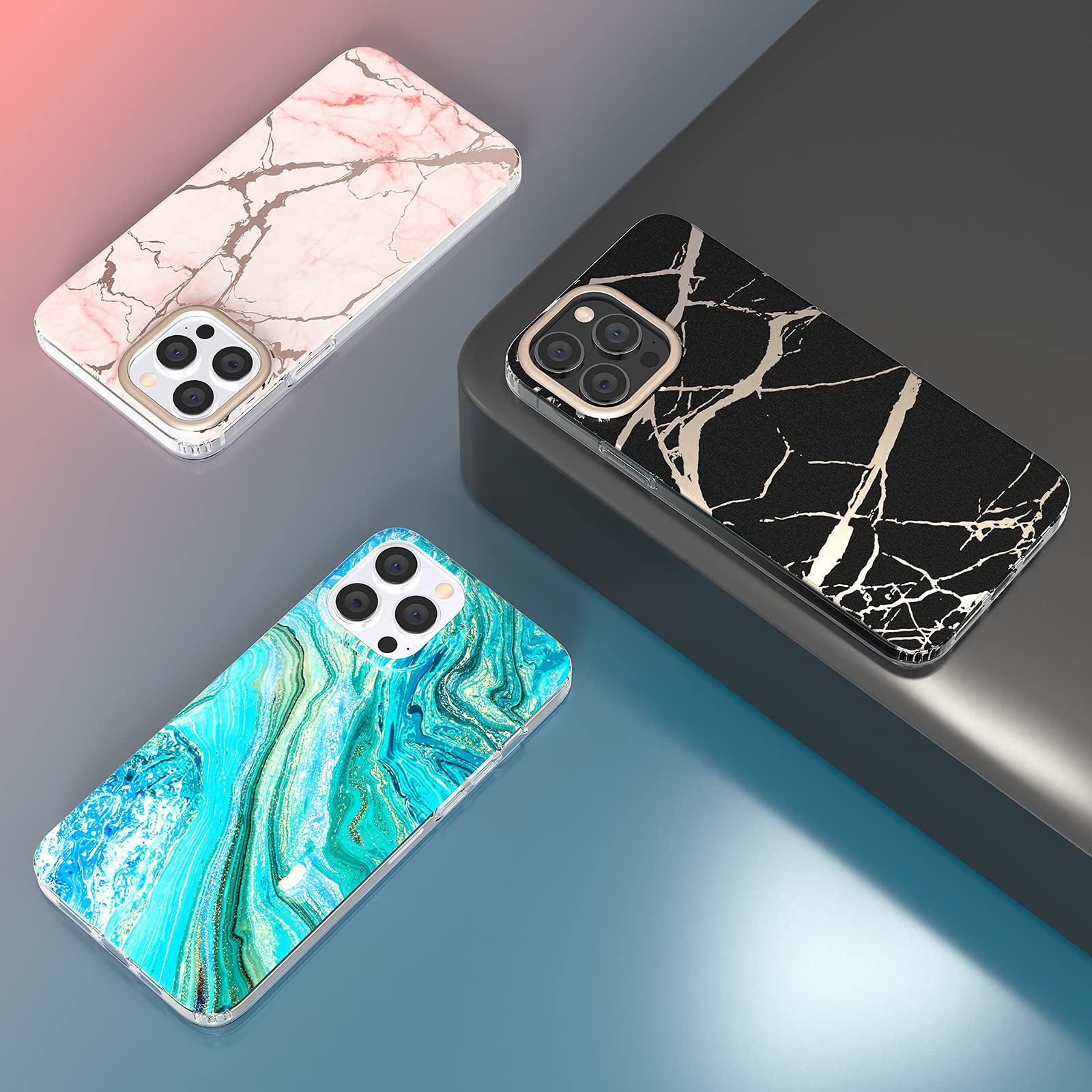 Mateprox Compatible With Iphone 13 Pro Max Case Marble Design Slim Thin Stylish Geometric Cover For Iphone 13 Pro Max 6.7'' 2021