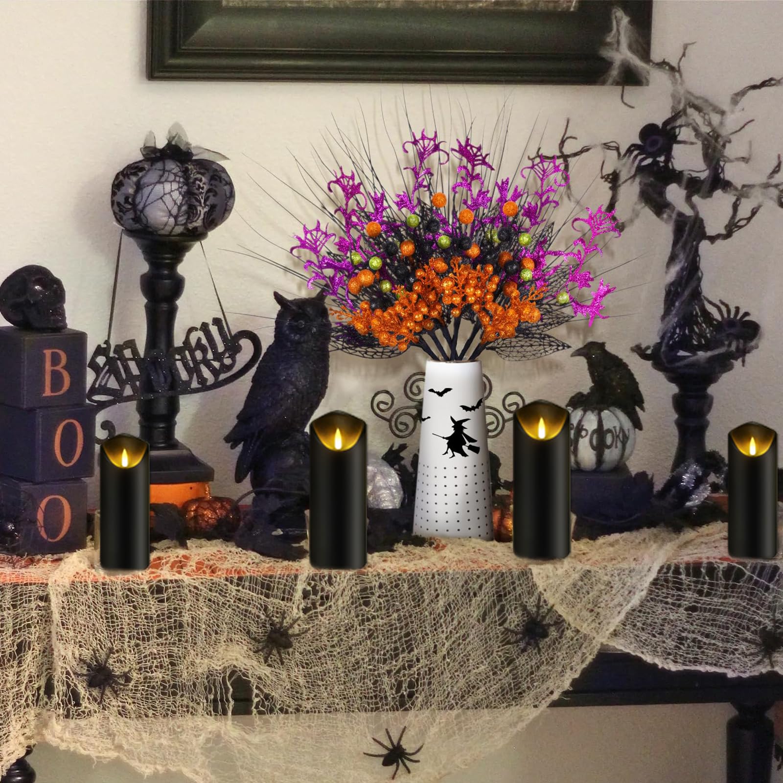 Mumchasi Black Flameless Candles, Battery Operated Candles With Remote Timer, 5 Pcs Flickering Black Led Candles, Electric Pilla