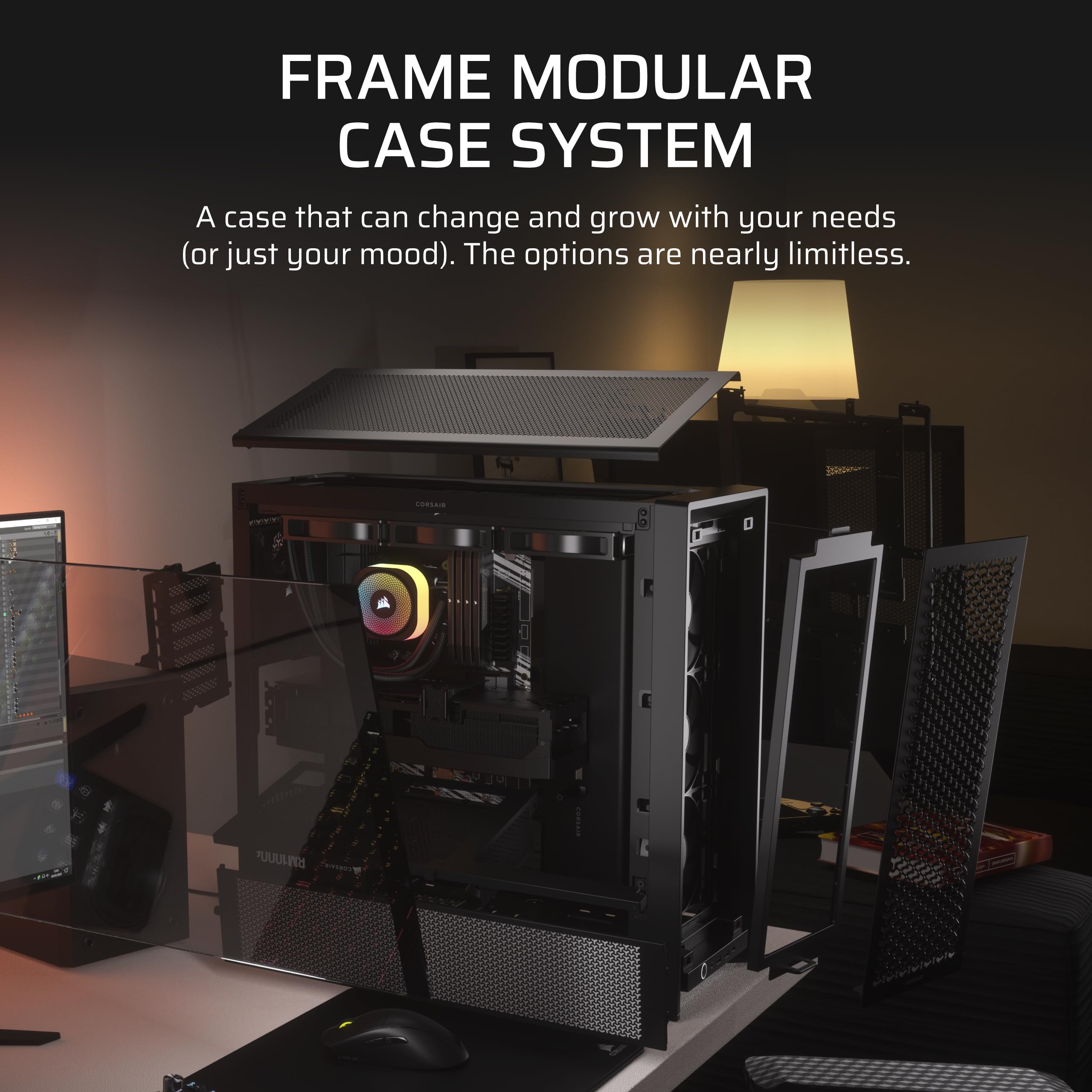 Corsair 4000D Rs Frame Modular High Airflow Mid-Tower Pc Case - 3X Corsair Rs Fans - Infinirail Fan Mounting System - Fits Multi