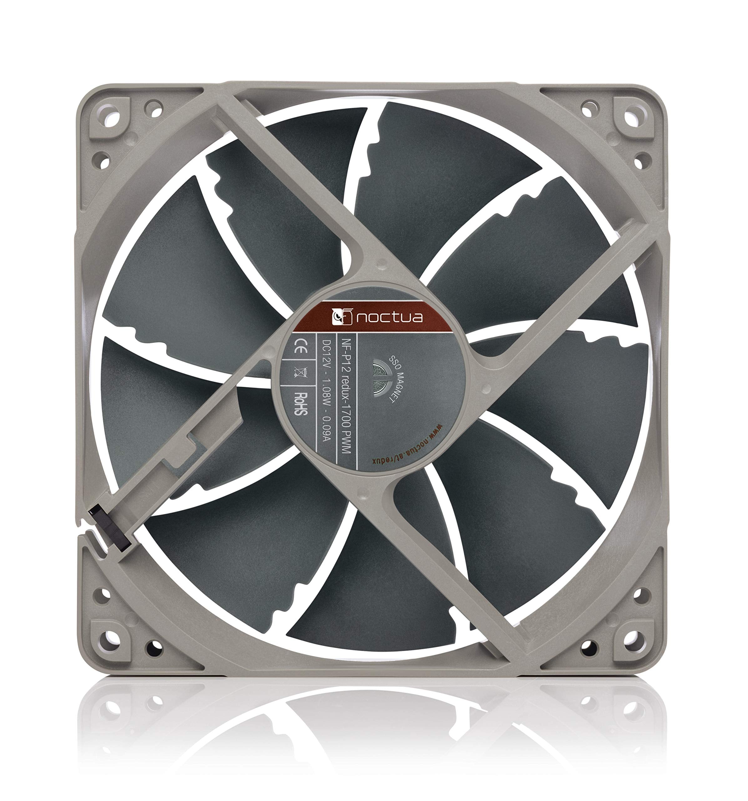 Noctua Nf P12 Redux 1700 Pwm, High Performance Cooling Fan, 4 Pin, 1700 Rpm (120Mm, Grey), Compatible With Desktop