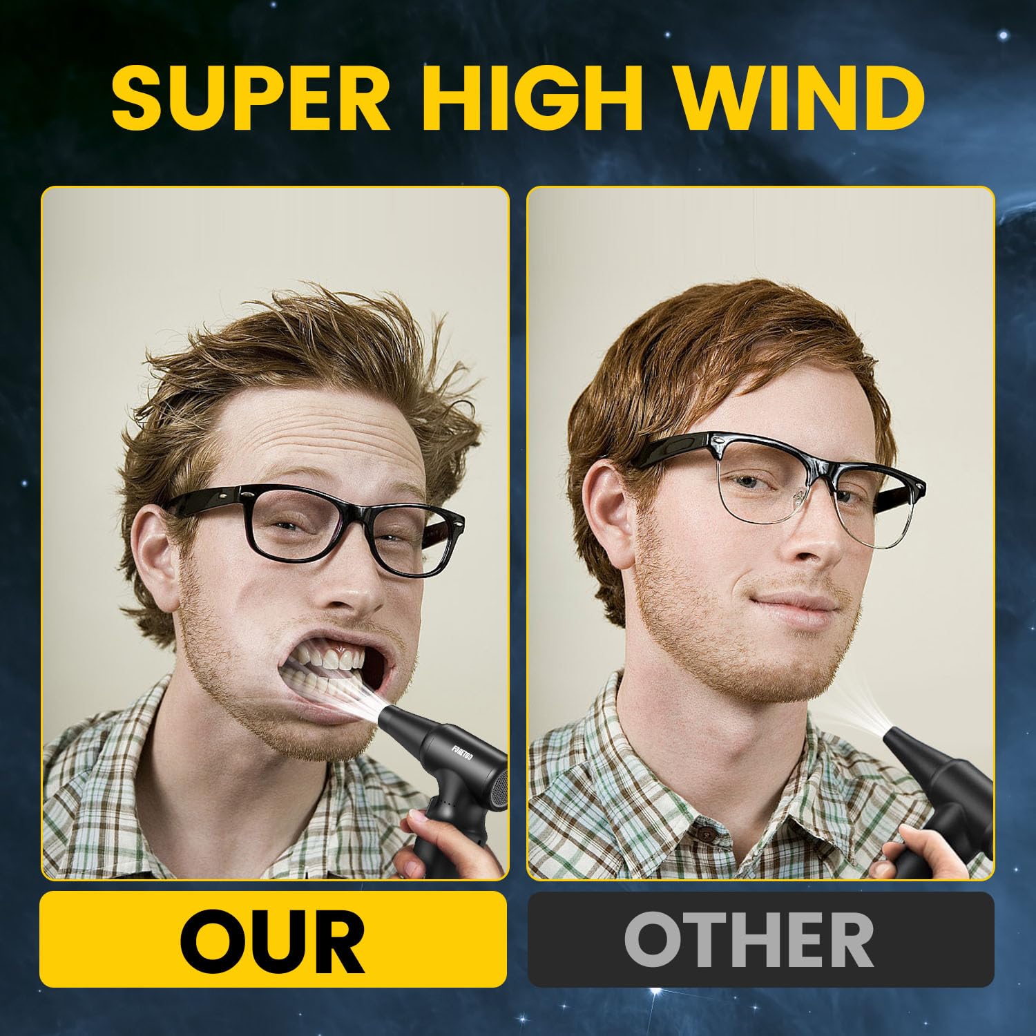 Foretoo Compressed Air Duster- Mini Blower-Turbo Fan-Rechargeable Cordless Air Blower 300000Rpm-Car Dryer Air Blower -3 Gear Spe