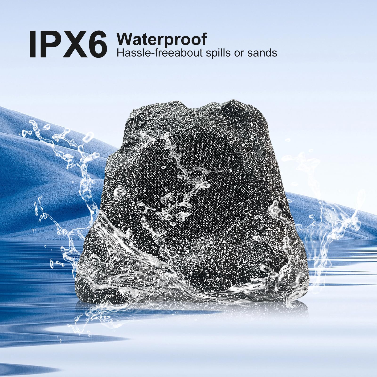 Studiofinix 6.5 Inches Bluetooth Rock Speakers Outdoor Waterproof, 400W Powerful Bass & All Weather, For Backyard Garden Pool De