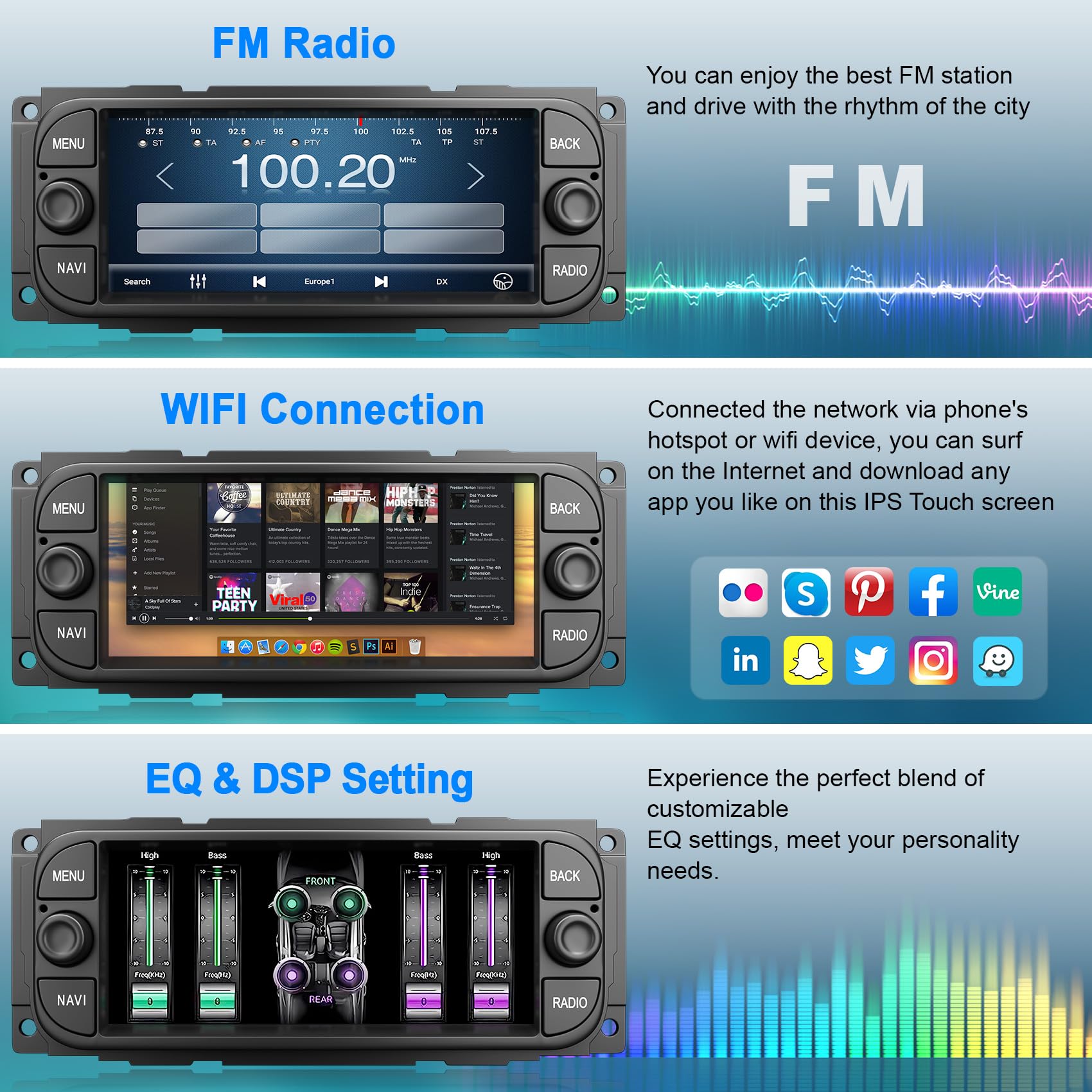 [4G+64G] Car Radio For Dodge Ram(2002-2006), Jeep Wrangler (2003-2006),Jeep Grand Cherokee (1999-2004), Chrysler 300(2002-2004),