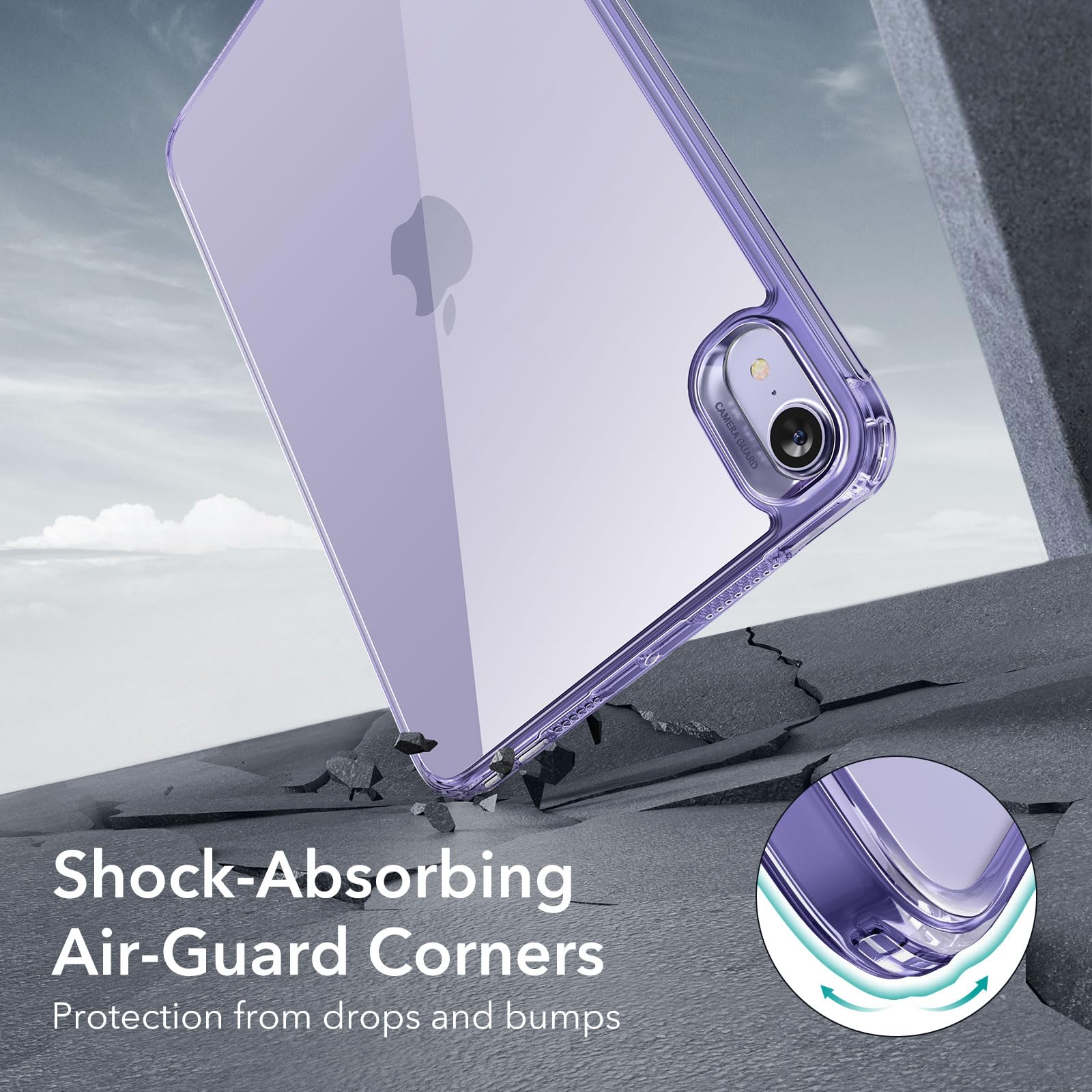 Esr For Ipad Mini 7 A17 Pro Case, Ipad Mini 7Th/6Th Generation Case (2024/2021), Slim And Light, Shock And Drop Protection, Yellowing Resistant, Supports Pencil Pro & Pencil (Usb C), Purple Clear