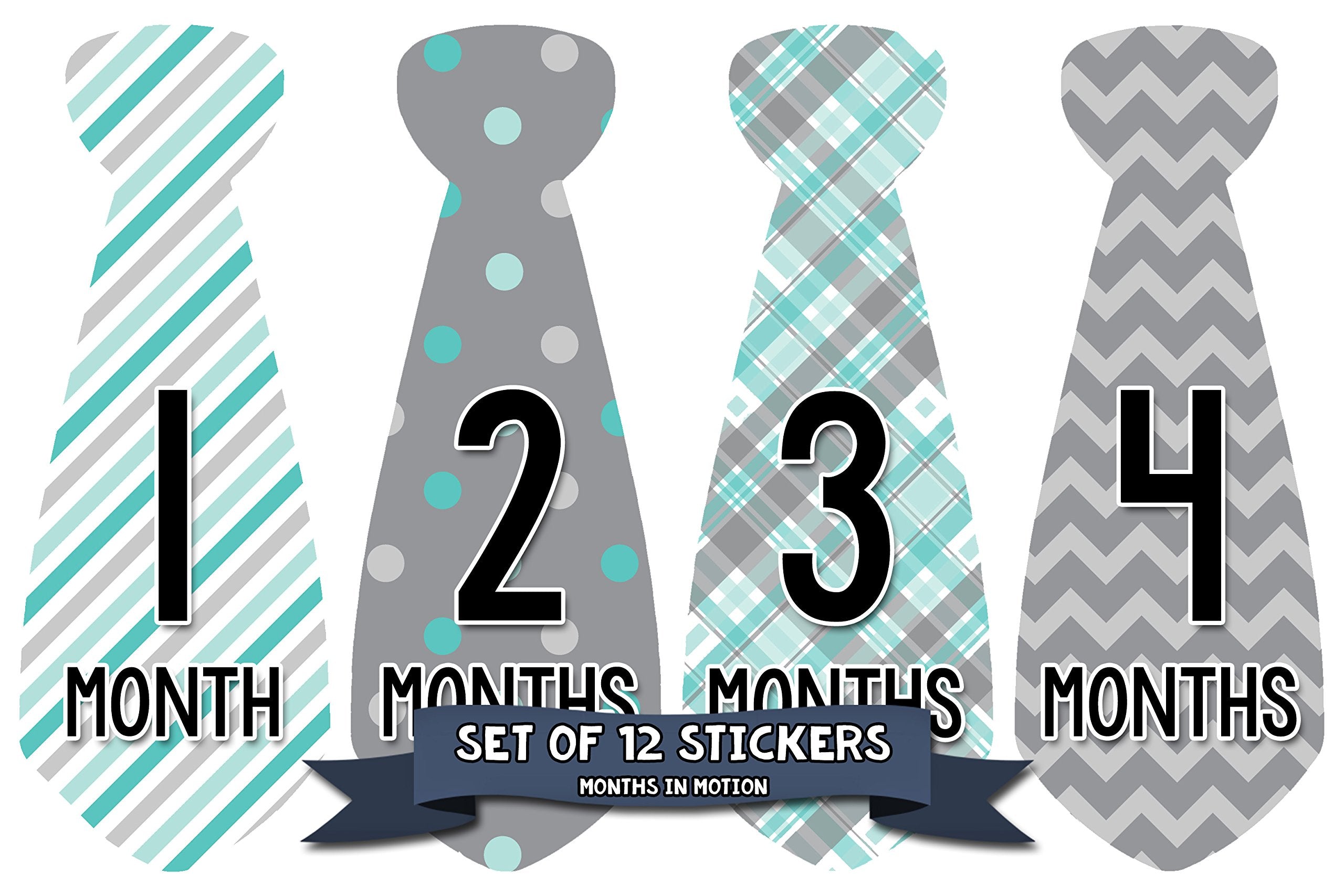 Months In Motion Monthly Baby Tie Stickers   Boy Month Milestone Necktie Sticker   Shower Gift   Photo Prop   Infant Keepsakes  