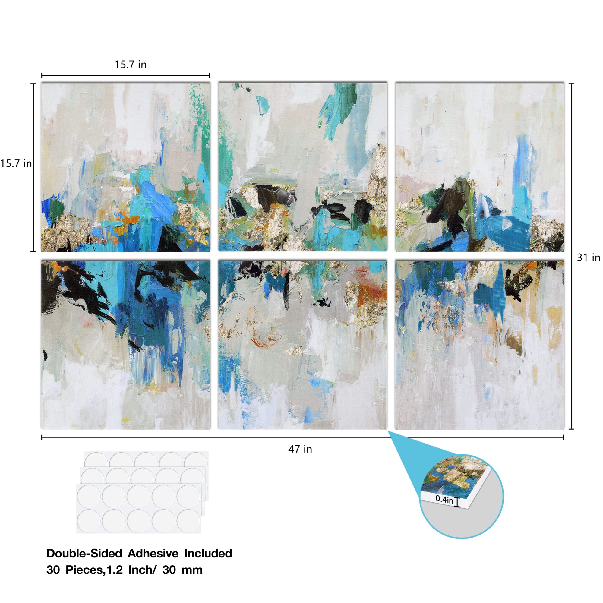 Olanglab Art Acoustic Panels,6 Pack 48X32 Acoustical Soundproof Wall Panels Sound Absorbing, Decorative Sound Proofing,Sound