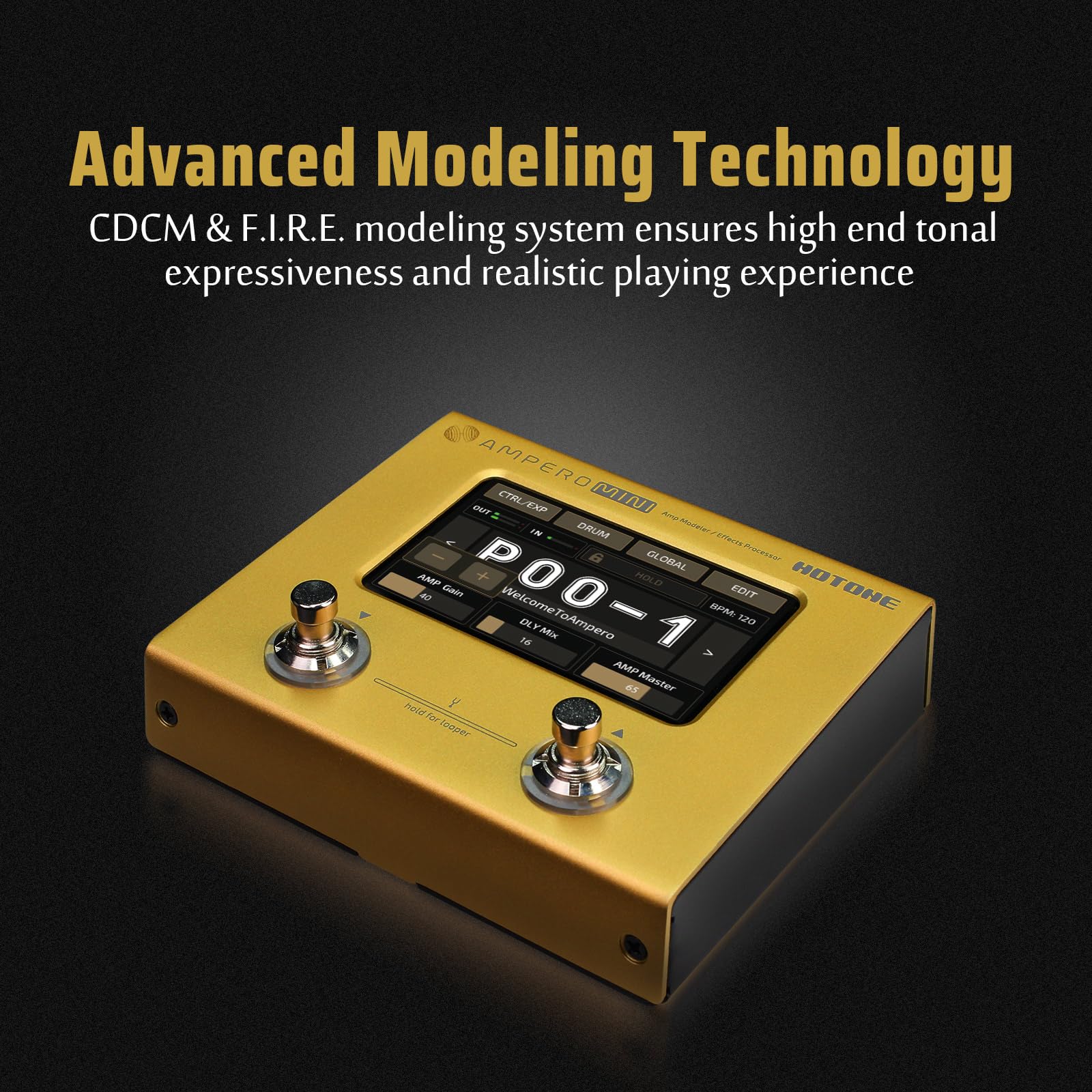 Hotone Ampero Mini Mp 50 Guitar Bass Amp Modeling Ir Cabinets Simulation Multi Language Multi Effects With Expression Pedal Ster