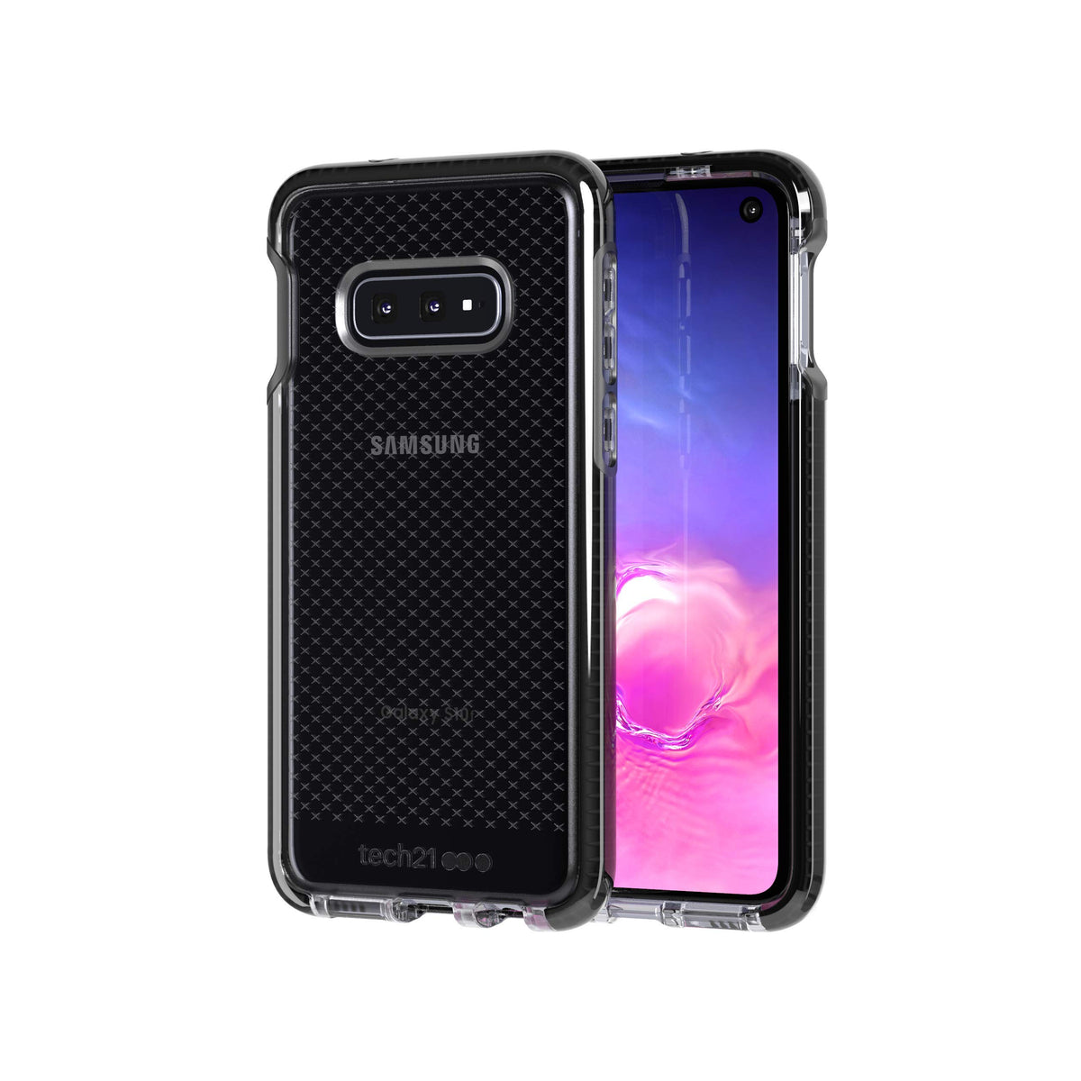 Tech21 Protective Samsung Galaxy S10E Case Thin Patterned Back Cover With Flexshock - Evo Check - Smokey Black