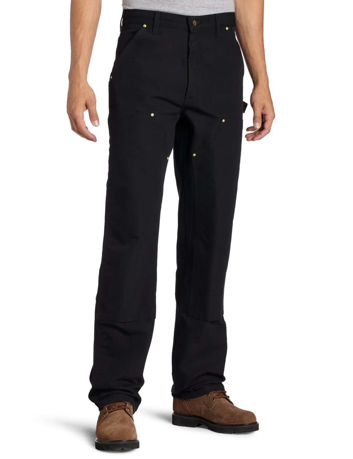 Carhartt Mens Firm Duck Double  Front Dungaree B01 Work Utility Pants, Black, 38W X 34L Us
