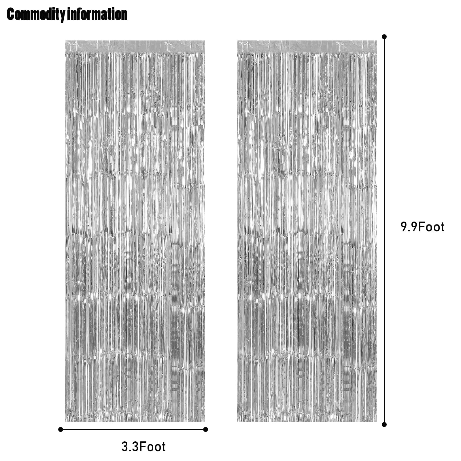 Canrevel 2 Pack 3.3X8.2 Feet Silver Foil Fringe Backdrop Curtains, Tinsel Streamers Birthday Party Decorations, Fringe Backdrop