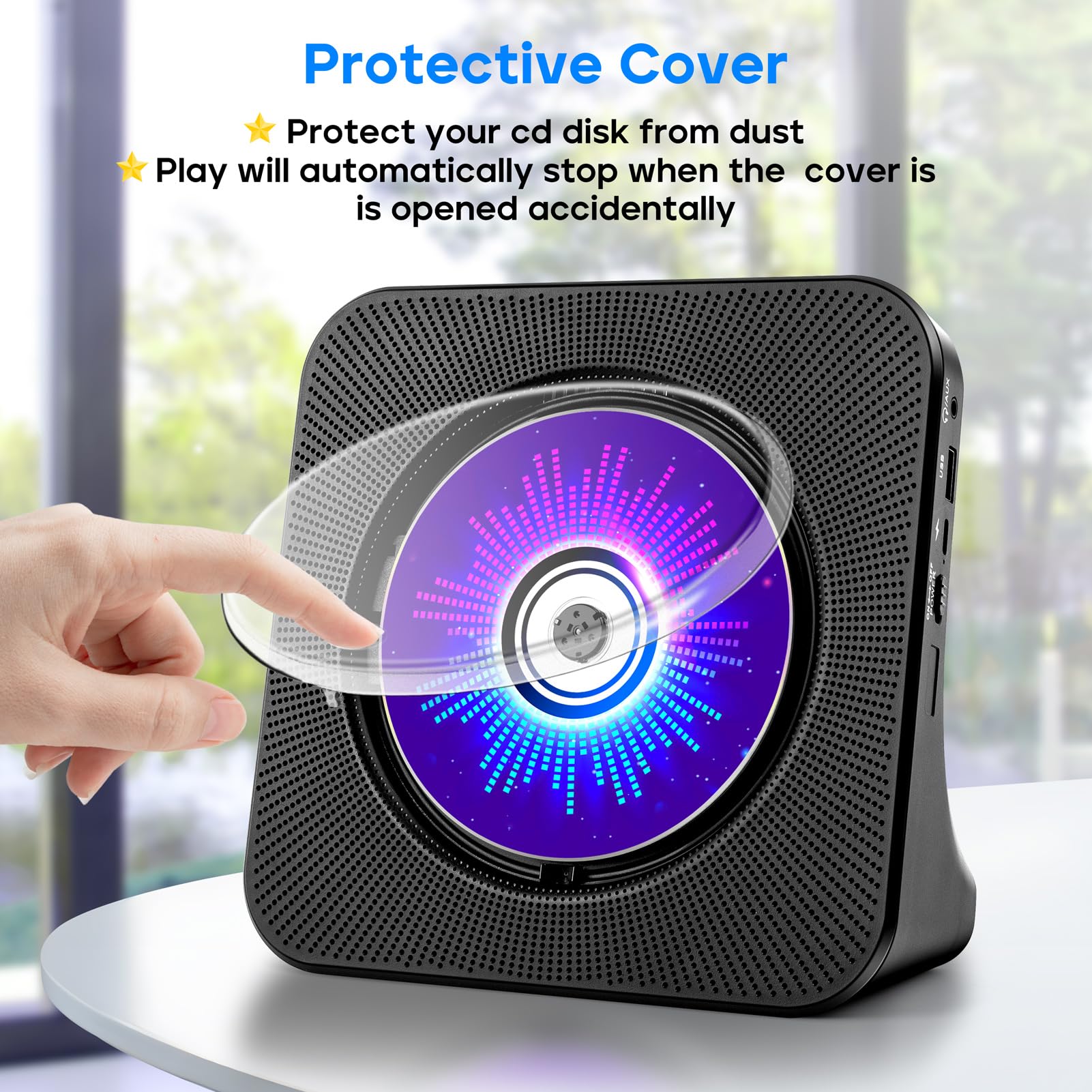 Desktop Cd Player With Speakers, Roadom Cd Players For Home, Portable Cd Player With Bluetooth Hi Fi Stereo Sound,Remote Control