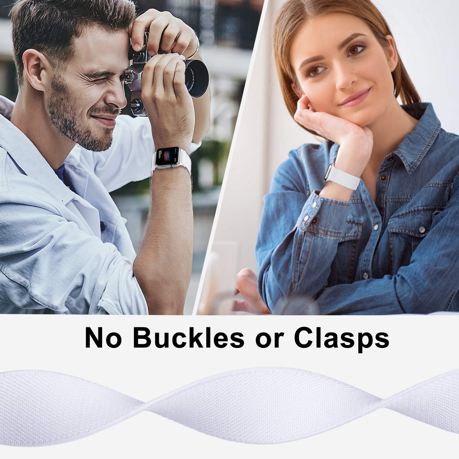 Enjiner Stretchy Nylon Solo Loop Bands Compatible With Apple Watch 38Mm 40Mm 41Mm 42Mm 44Mm 45Mm Iwatch Series 7 6 Se 5 4 3 2 1