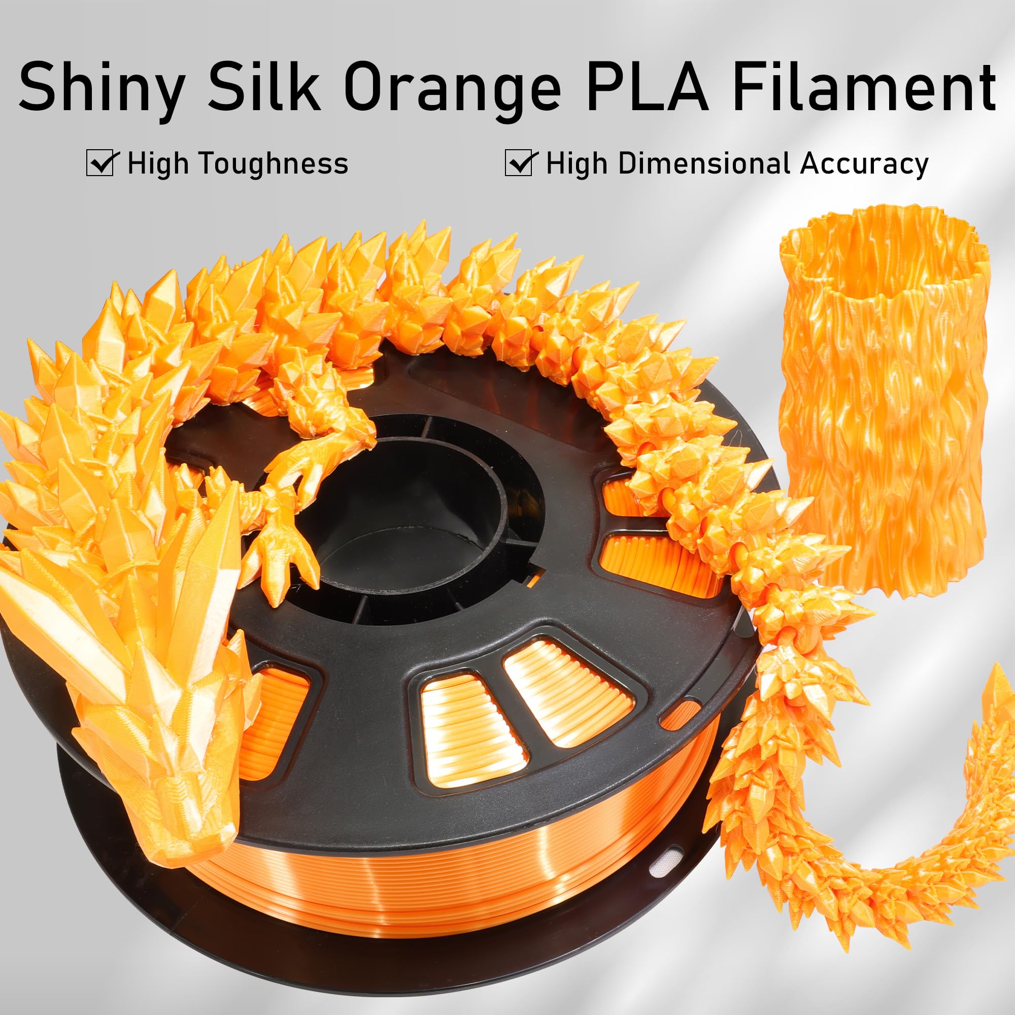 Do3D Silk Orange Pla Satin Shiny 3D Printer Filament, 1.75Mm Diameter 1Kg Spool 2.2Lbs For Fdm 3D Printers