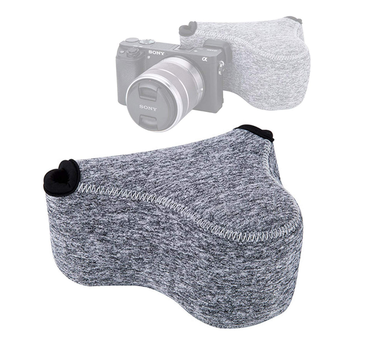 JJC Grey Ultra Light Neoprene Camera Case for Sony a6600 a6500 a6400 a6300 a6100 a6000 a5100 +18-55mm/E 50mm F1.8 Lens, Pouch Bag for Fuji X-T30 X-T20 X-T10 +16-50mm, Canon PowerShot SX530 SX540 G3X