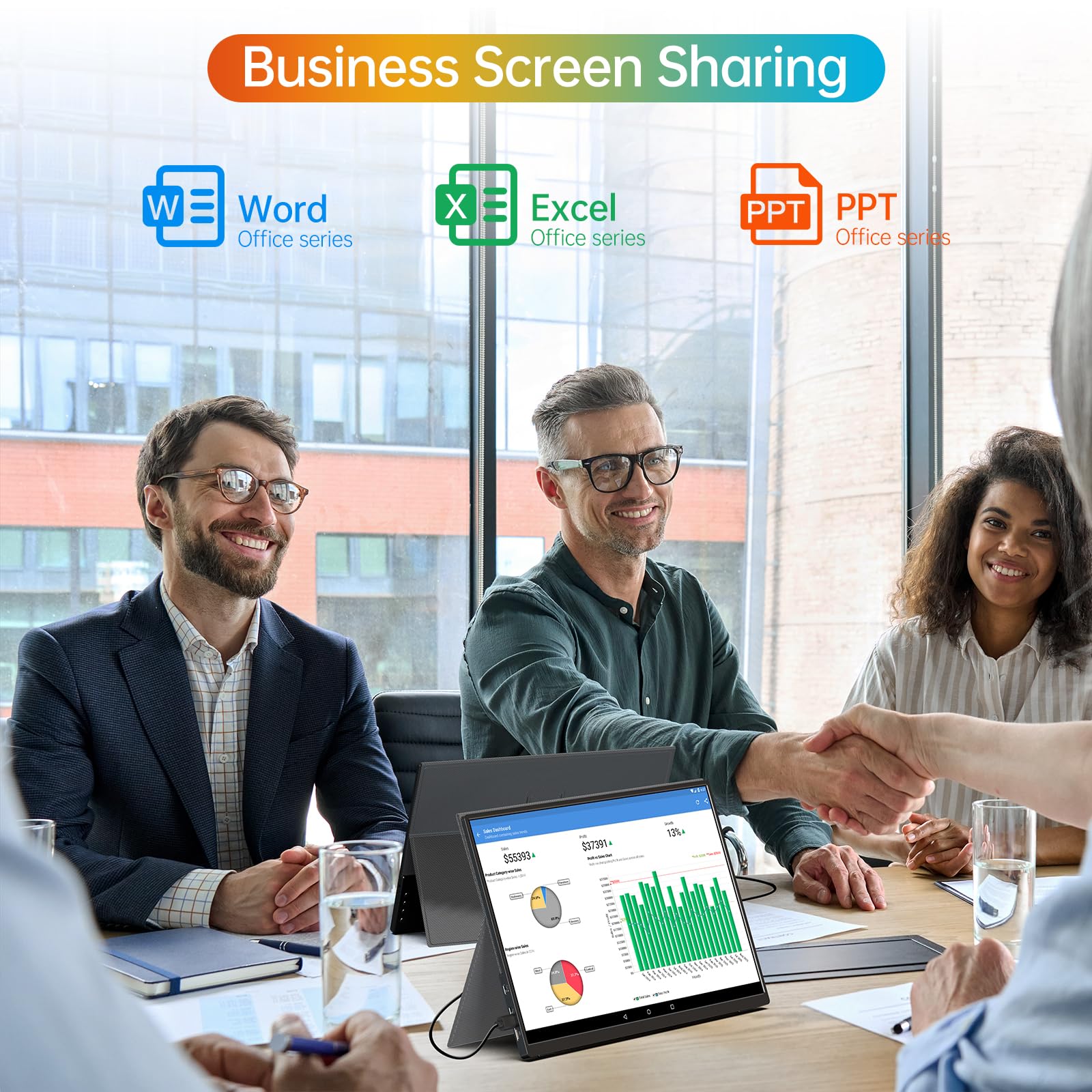 Mnn Portable Monitor 14 Inch Fhd 1920 * 1200P Usb C Hdmi Ultra Slim Ips Travel Display W/Smart Cover & Speakers, Hdr Plug&Play,