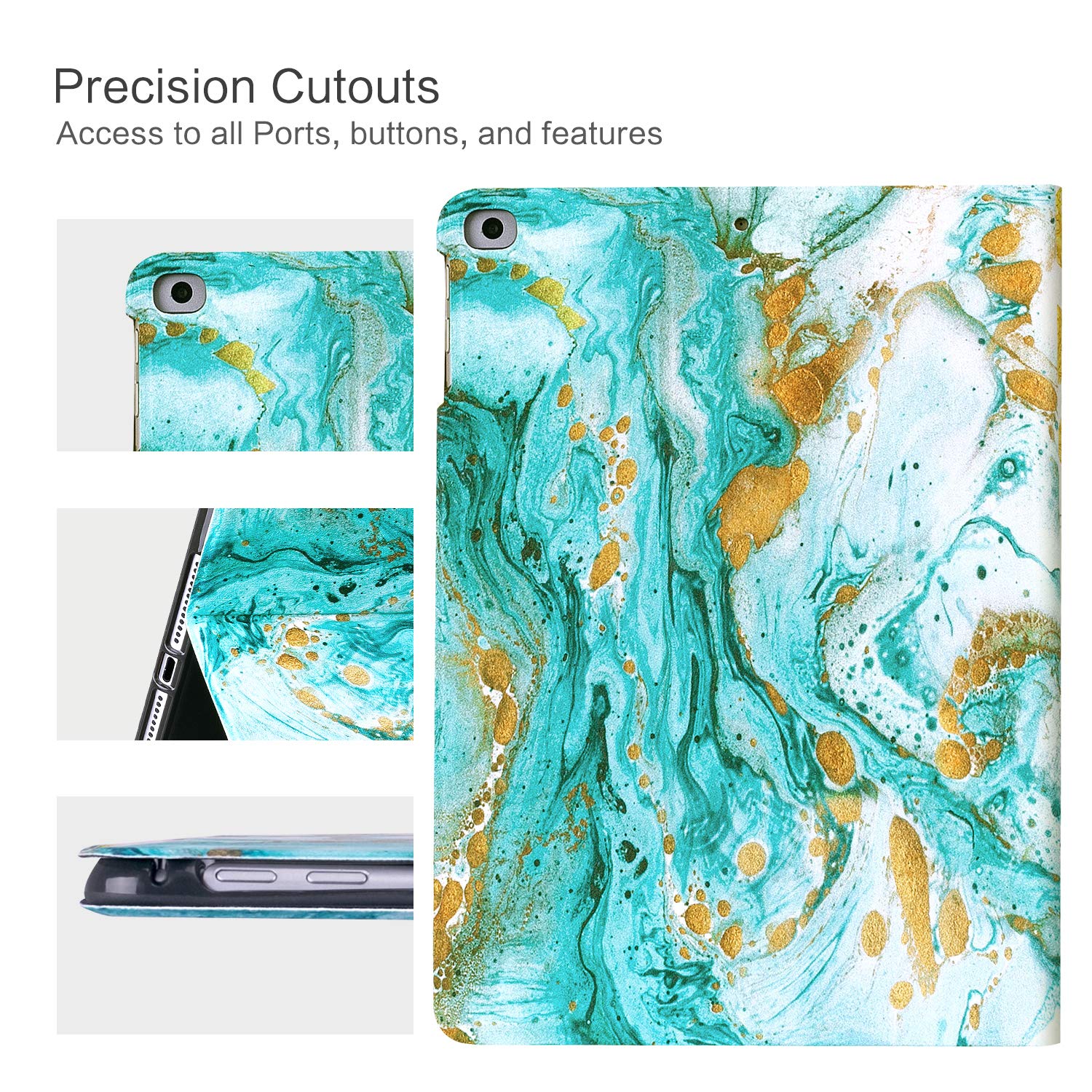 Vimorco Ipad 9.7 2018/2017 Soft Tpu Back Cover, Bump Drop Resistance Folio Leather Case, Adjustable Stand Auto Wake/Sleep Smart