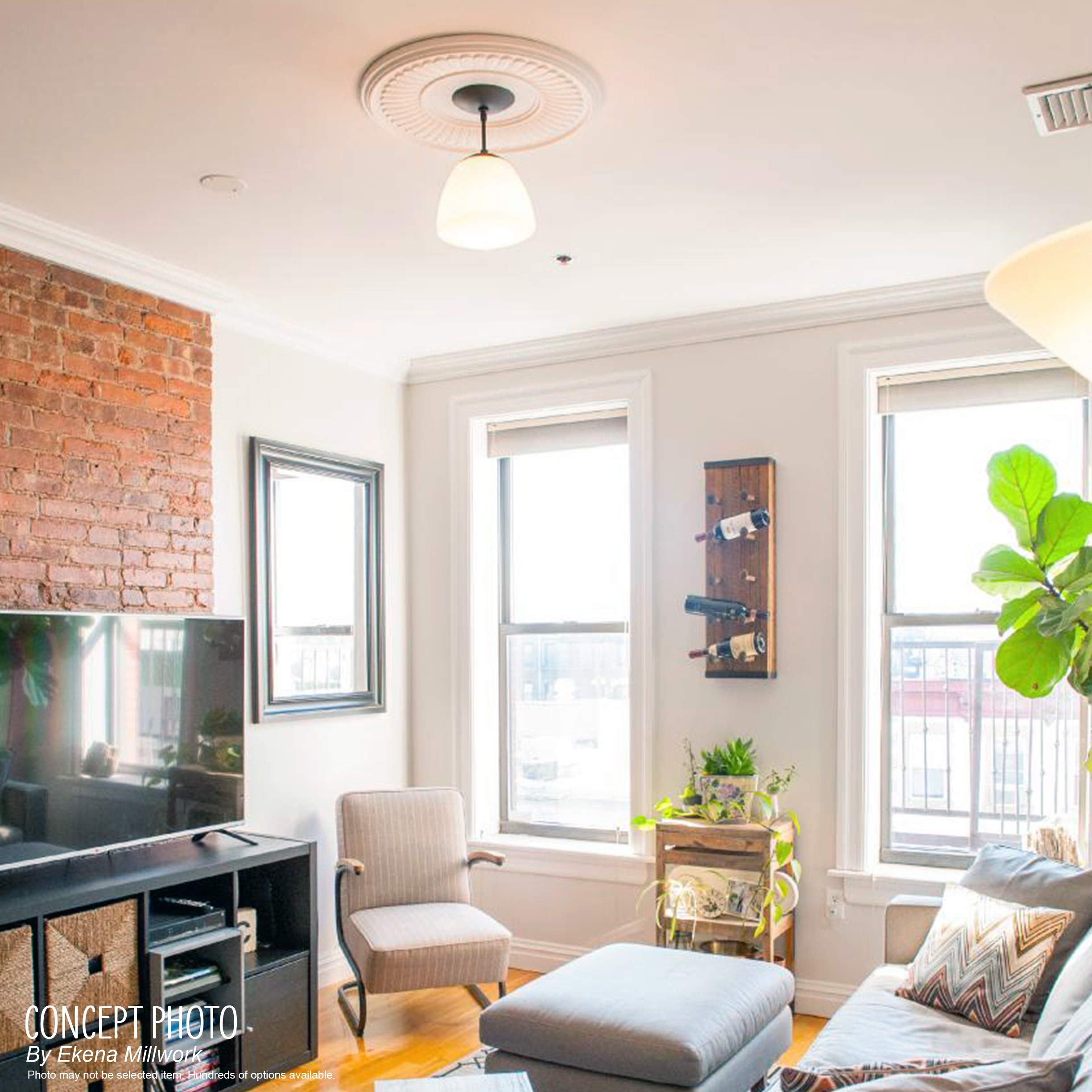 Ekena Millwork Cmp10Be Berkshire Thermoformed Pvc Ceiling Medallion (Fits Canopies Up To 4 1/2''), 10''Od X 3 1/2''Id X 3/4''P