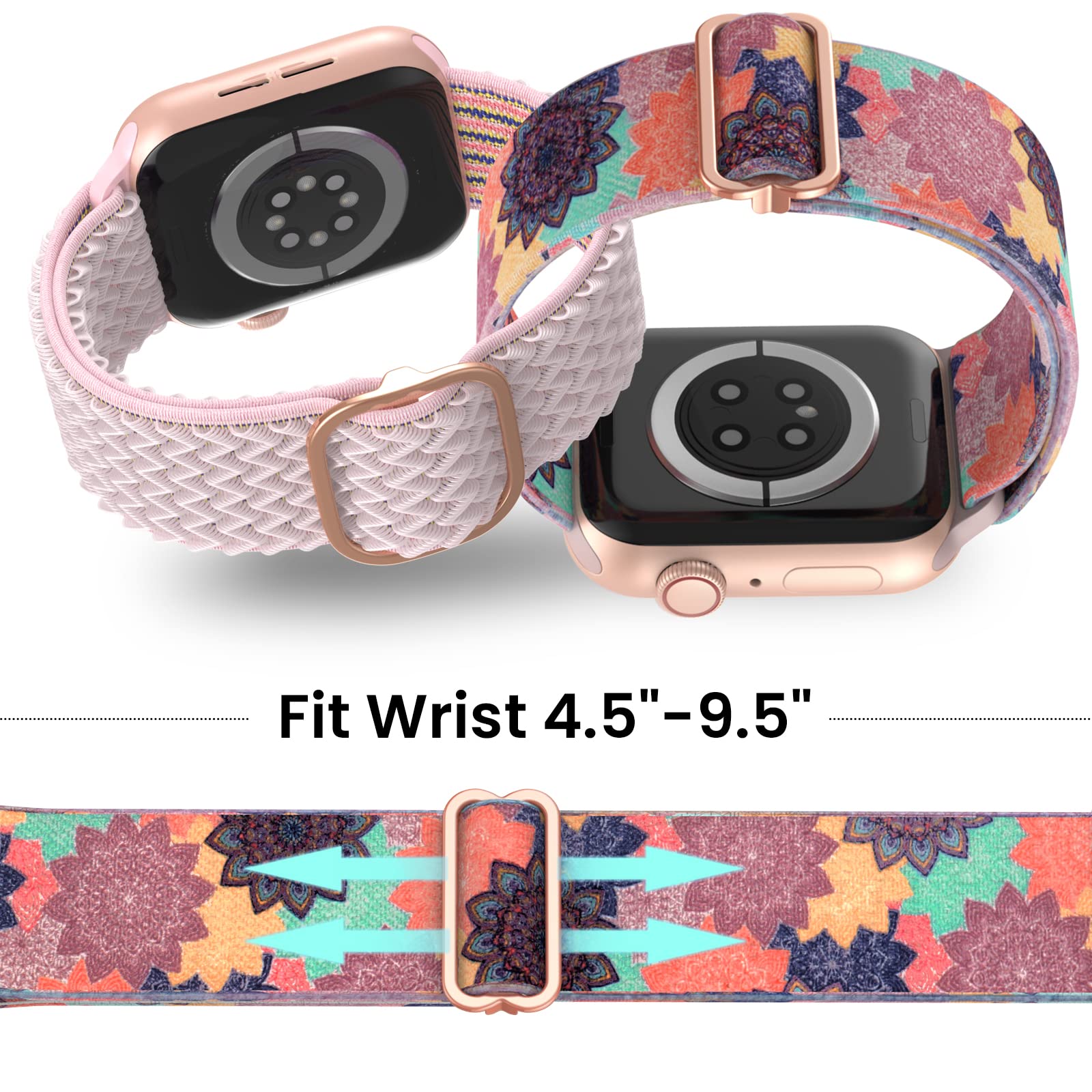 Delidigi Stretchy Bands Compatible With Apple Watch Band 38Mm 40Mm 41Mm 42Mm 44Mm 45Mm 49Mm For Women Men, Nylon Adjustable Stra