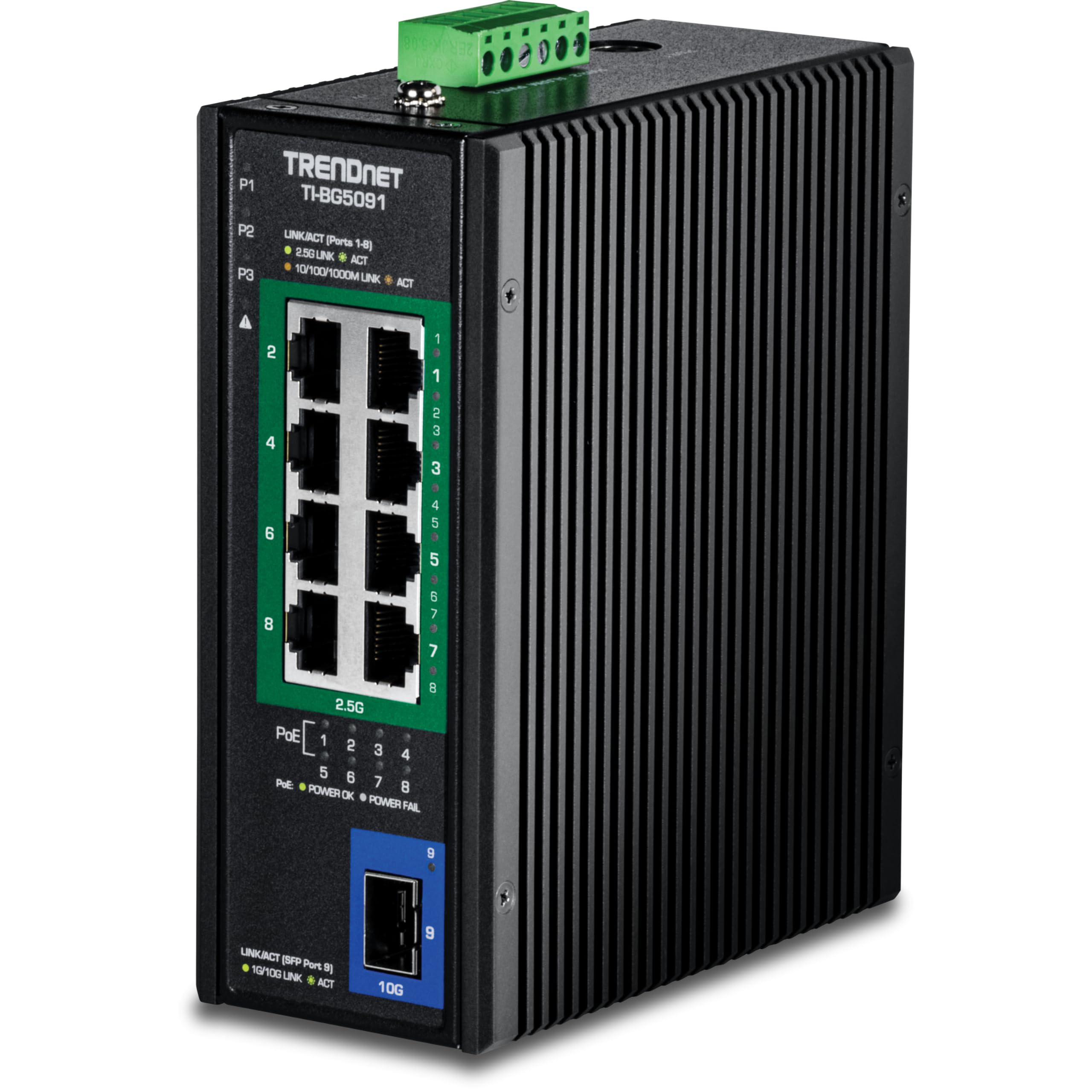 9-Port Industrial 2.5G Din-Rail Poe++ Switch With 10G Sfp+ Port