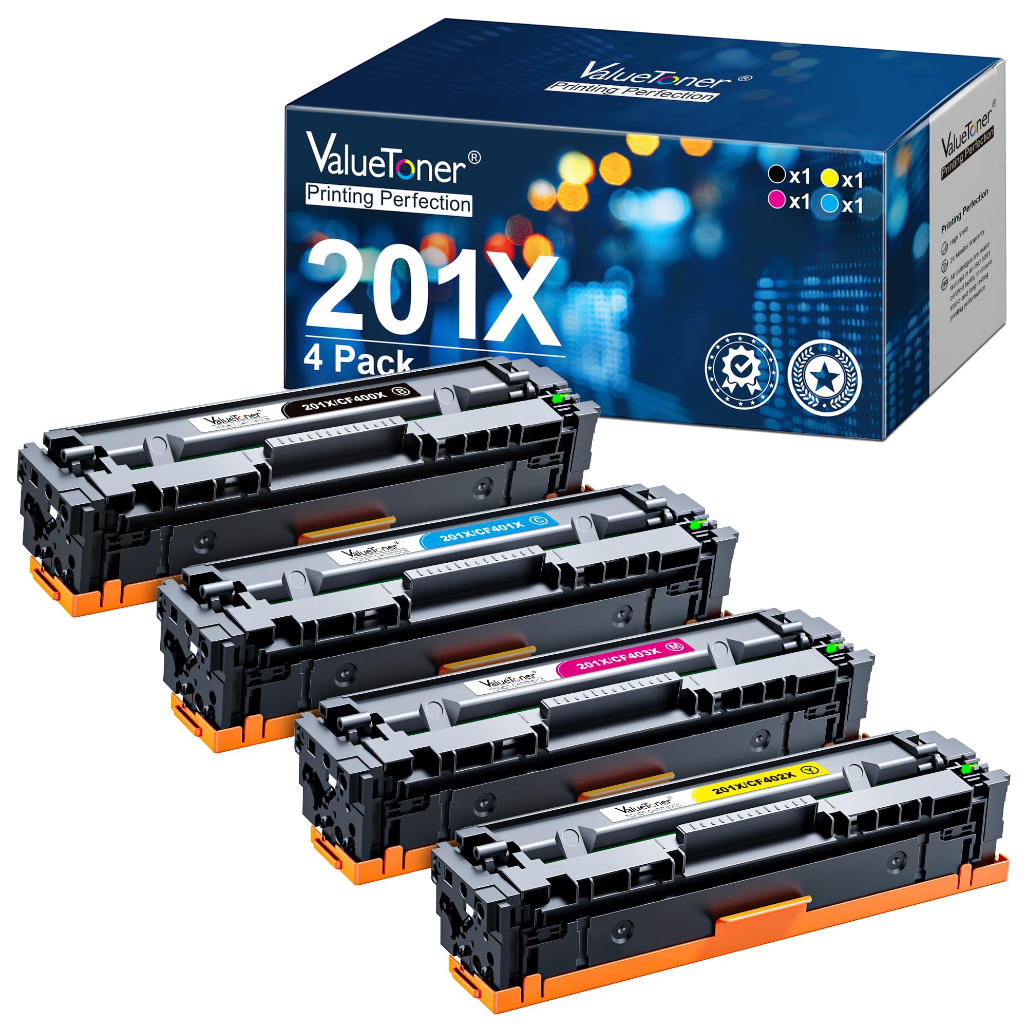 Valuetoner Compatible Toner Cartridges Replacement For Hp 201X 201A Cf400X Cf401X Cf402X Cf403X High Yield For Color Laserjet Pr