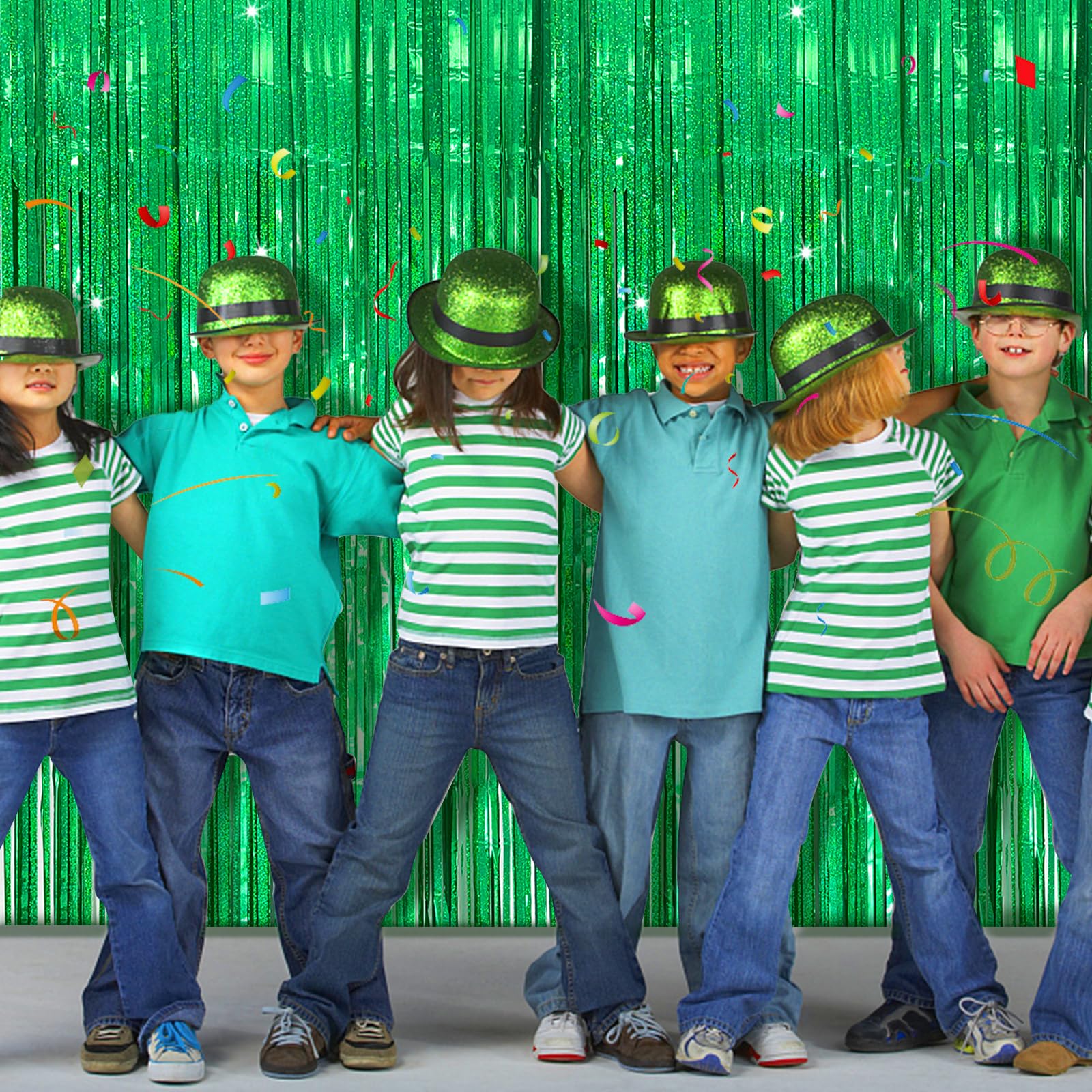 Tinsel Curtain Party Backdrop Green Birthday Party Decorations 10 Packs Glitter Foil Fringe Curtain Party Decor Streamers Photo