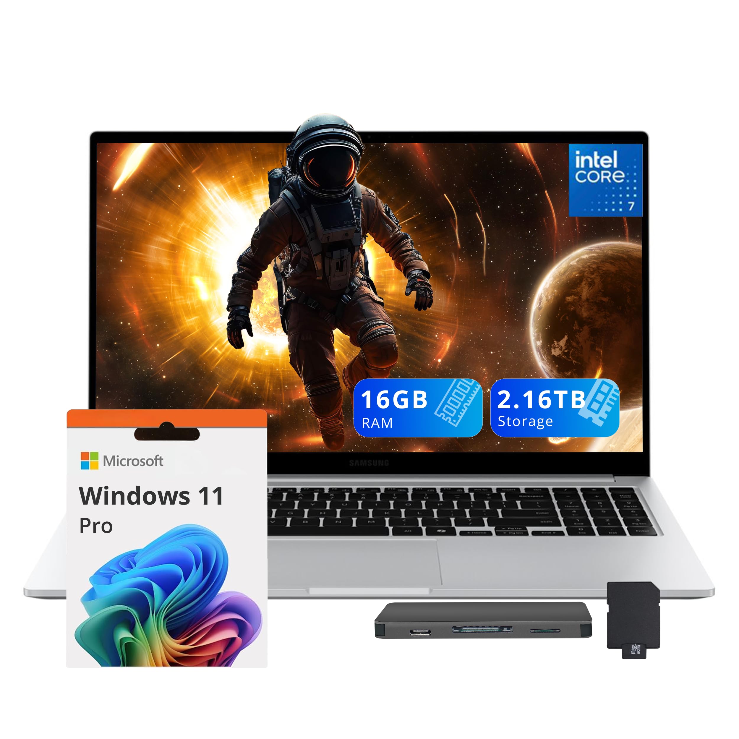 Samsung Galaxy Book4 Business Laptop, 15.6 FHD Copilot AI PC, Intel Core 7 150U, 16GB LPDDR4X, 2.16TB Storage (2TB SSD+160GB Doc