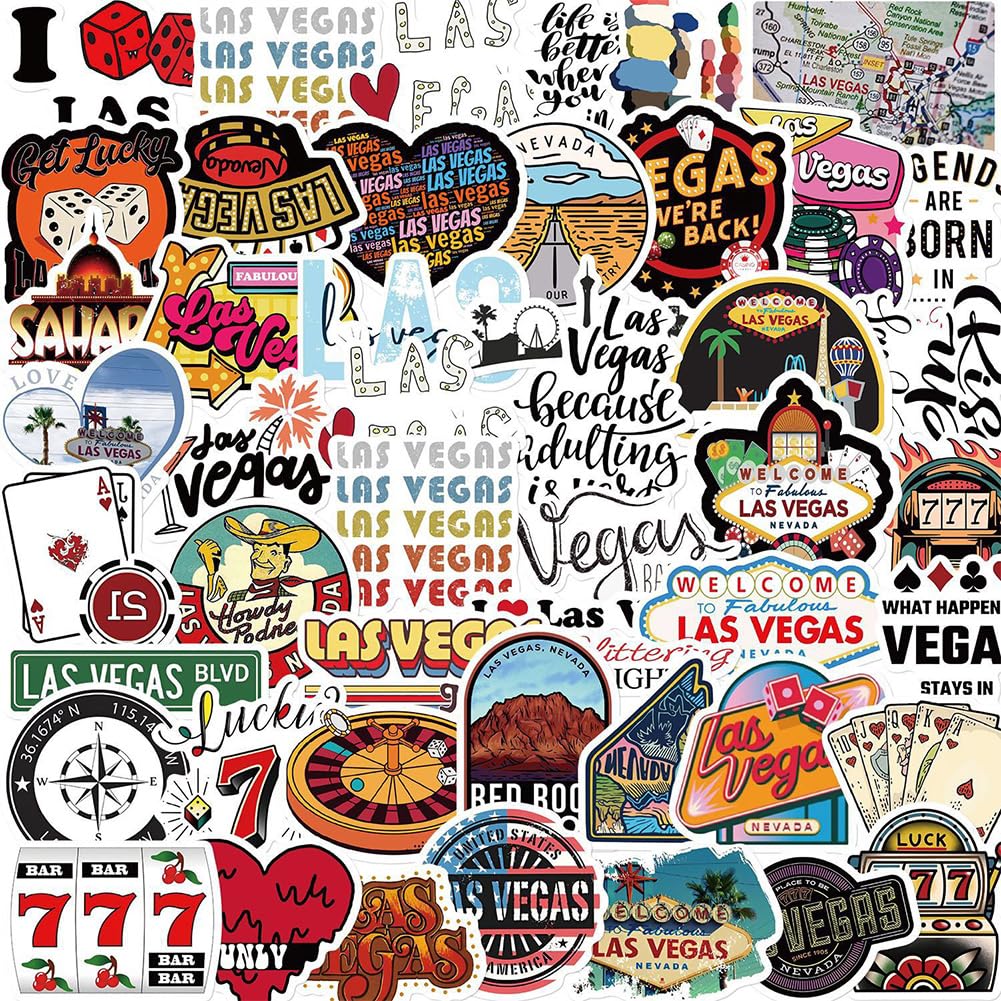 50Pcs Nevada Las Vegas Stickers Waterproof Vinyl Decals For Bike Water Bottles Laptop Bicycle Refrigerator Cup Luggage Computer 