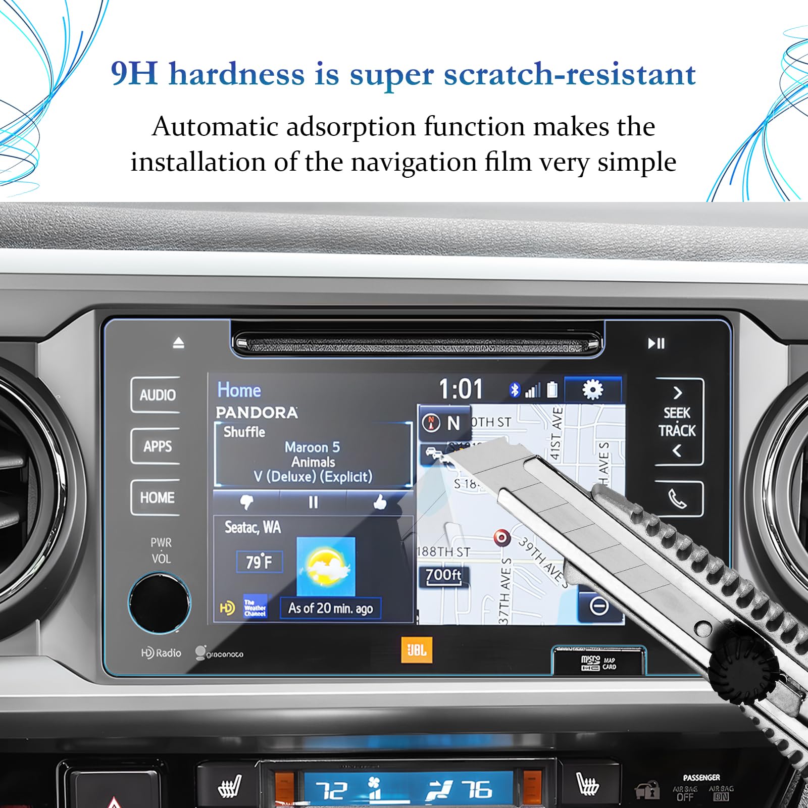 Sktu Screen Protector For 2016 2019 Toyota Tacoma Entune 7 Inch Gps Display Toyota Tacoma 2018 2019 Accessories Tempered Glass Anti Scratch Hd Clear