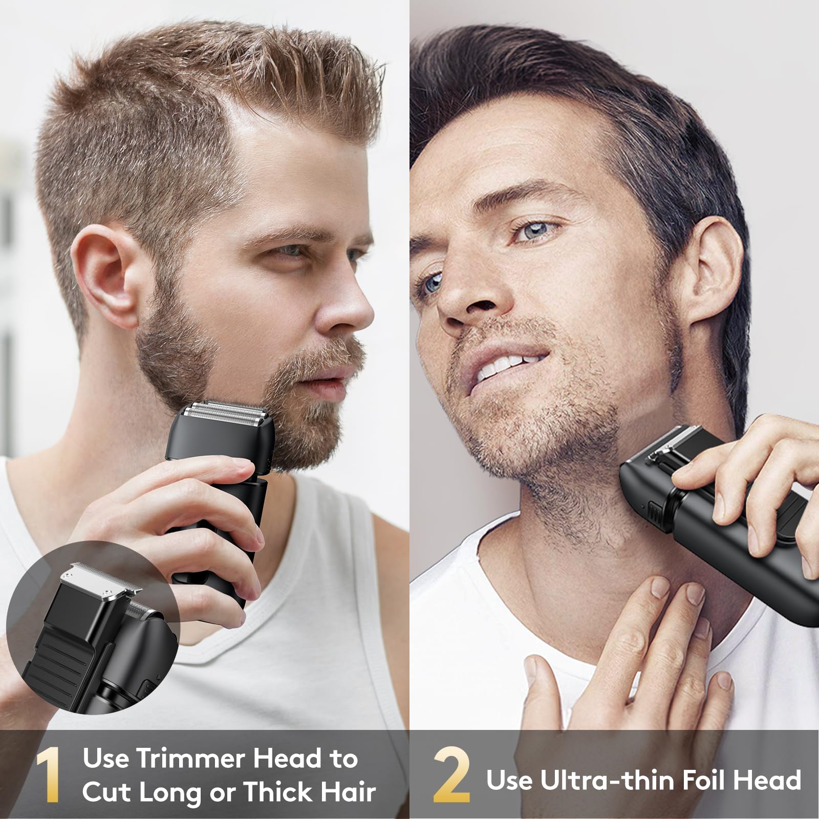 Brightup Foil Shaver, Electric Razor & Shavers For Men With Trimmer, 150 Min Runtime, Waterproof Double Floating Blades For Clos