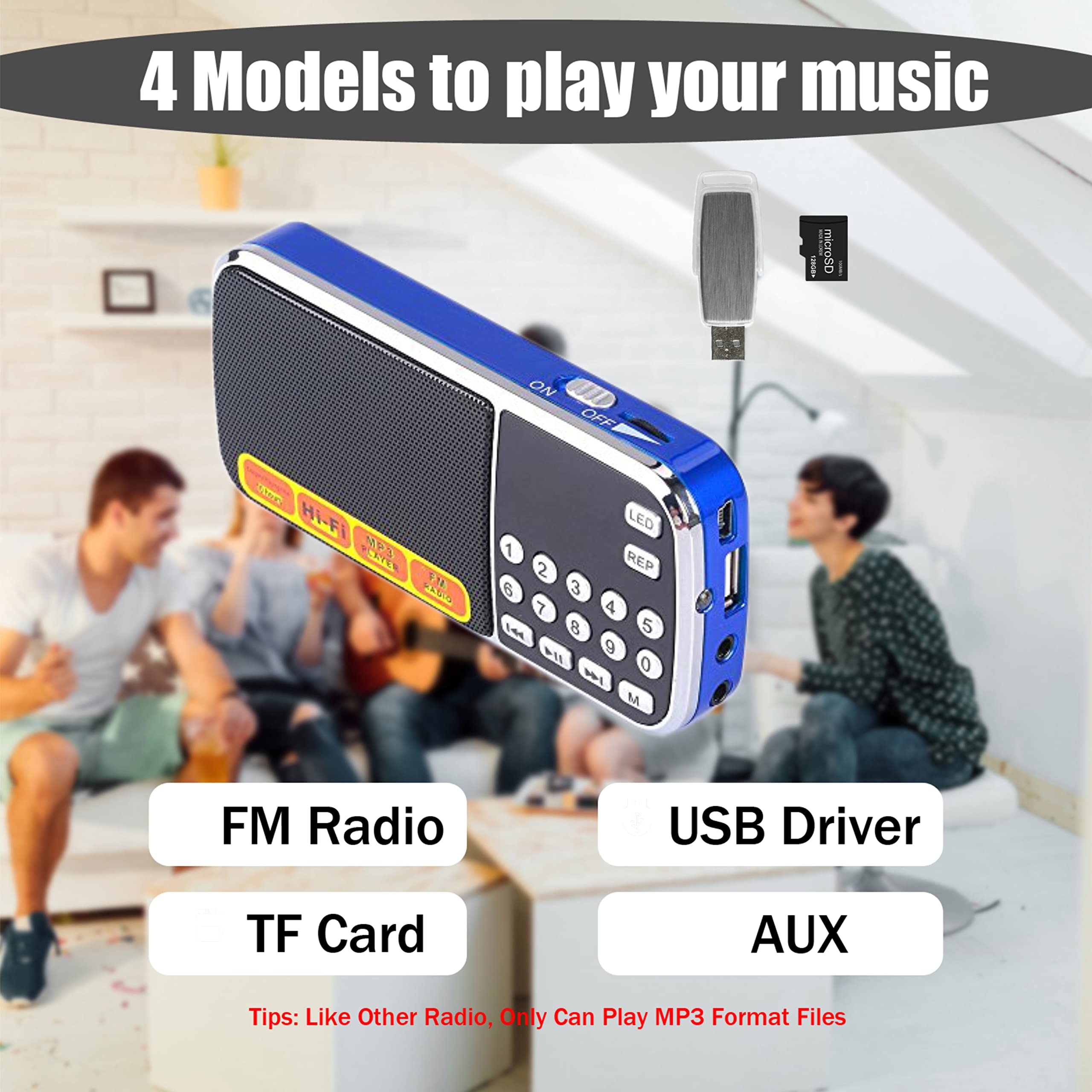 Leting Radios Portable Am With Mp3 Speaker, Portable Radio Support Tf Card/Usb,Rechargeable Battery Powered Fm Radio,Mini Radio