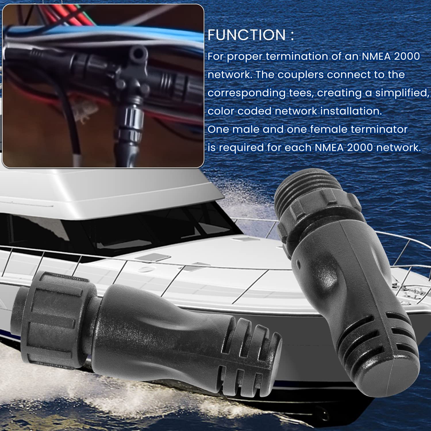 Sevencow For Nmea 2000 Male And Female Resistor Terminators For Garmin,Lowrance, Simrad, B&G, Navico Networks Nmea 2K Terminator