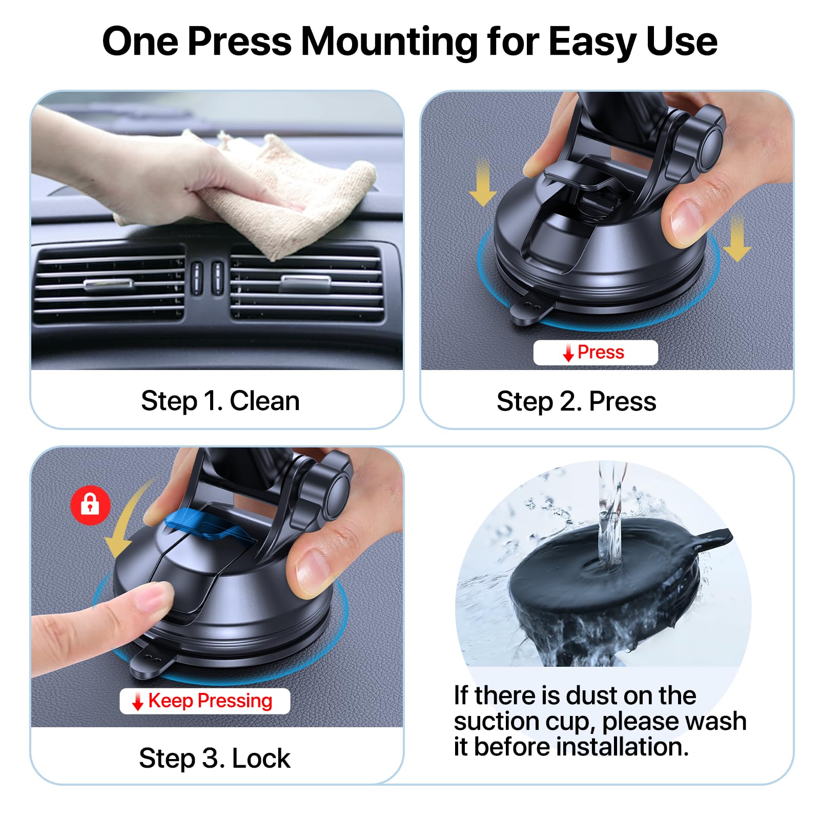 Miracase 3-In-1 Cell Phone Holders For Your Car, Universal Car Phone Holder Mount For Car Dashboard Air Vent Windshield Compatib