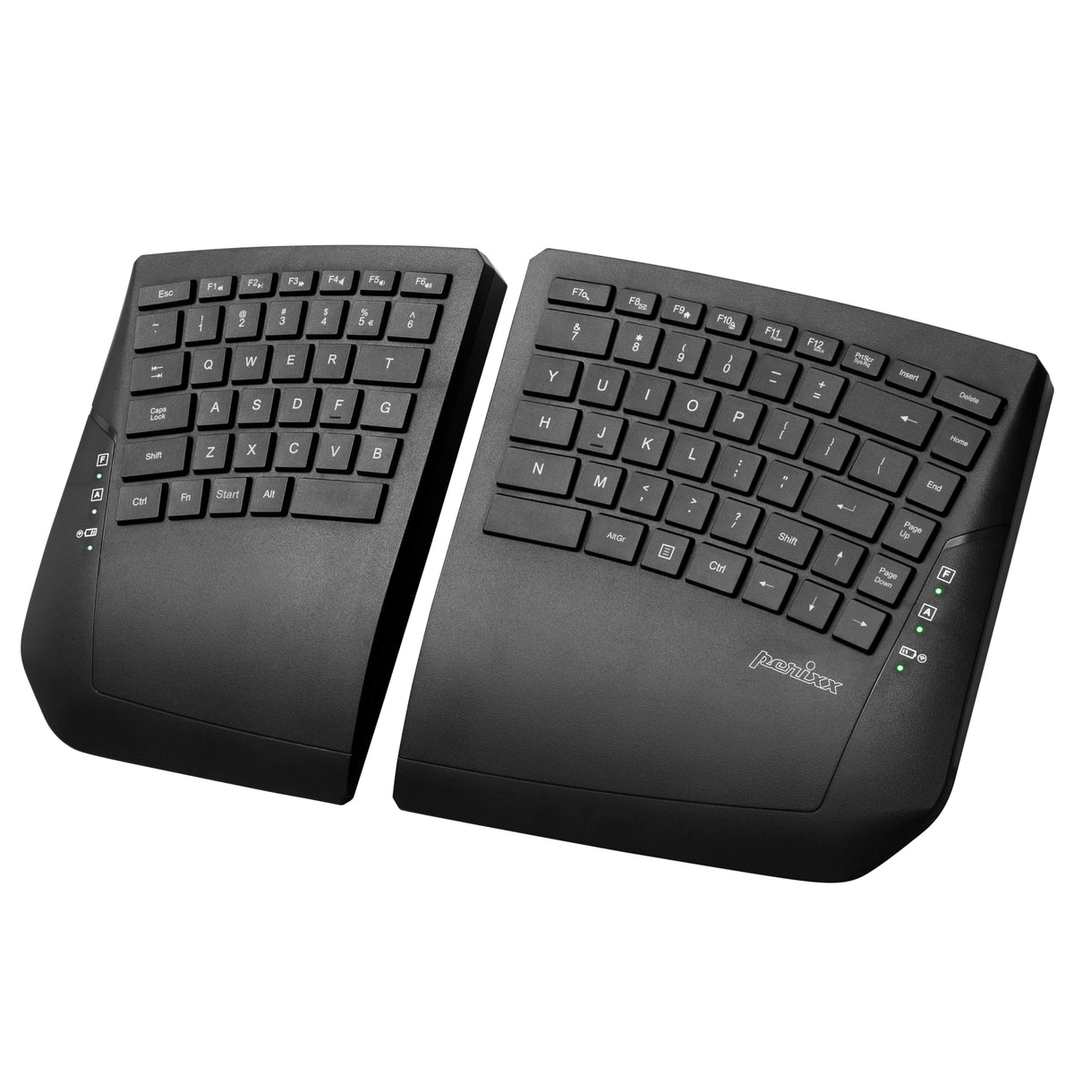 Perixx Periboard 624B Us, Wireless Ergonomic Split Keyboard   Up 30 Ft Separation   Adjustable Tilt Angle   Low Profile Membrane Keys   Black   Us English