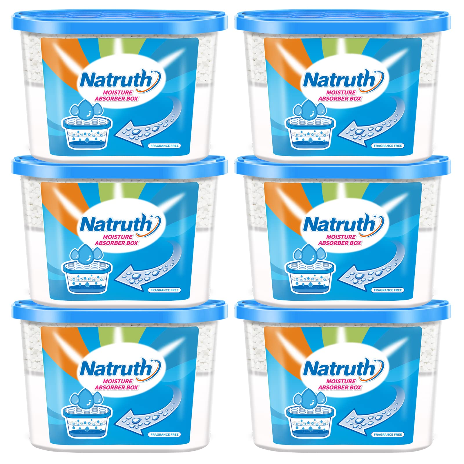 Natruth Moisture Absorber Boxes, Unscented 800Ml(6 Packs)*12.5Oz Closet Dehumidifier, Eradicate Odor Moisture Absorbers Bucket,