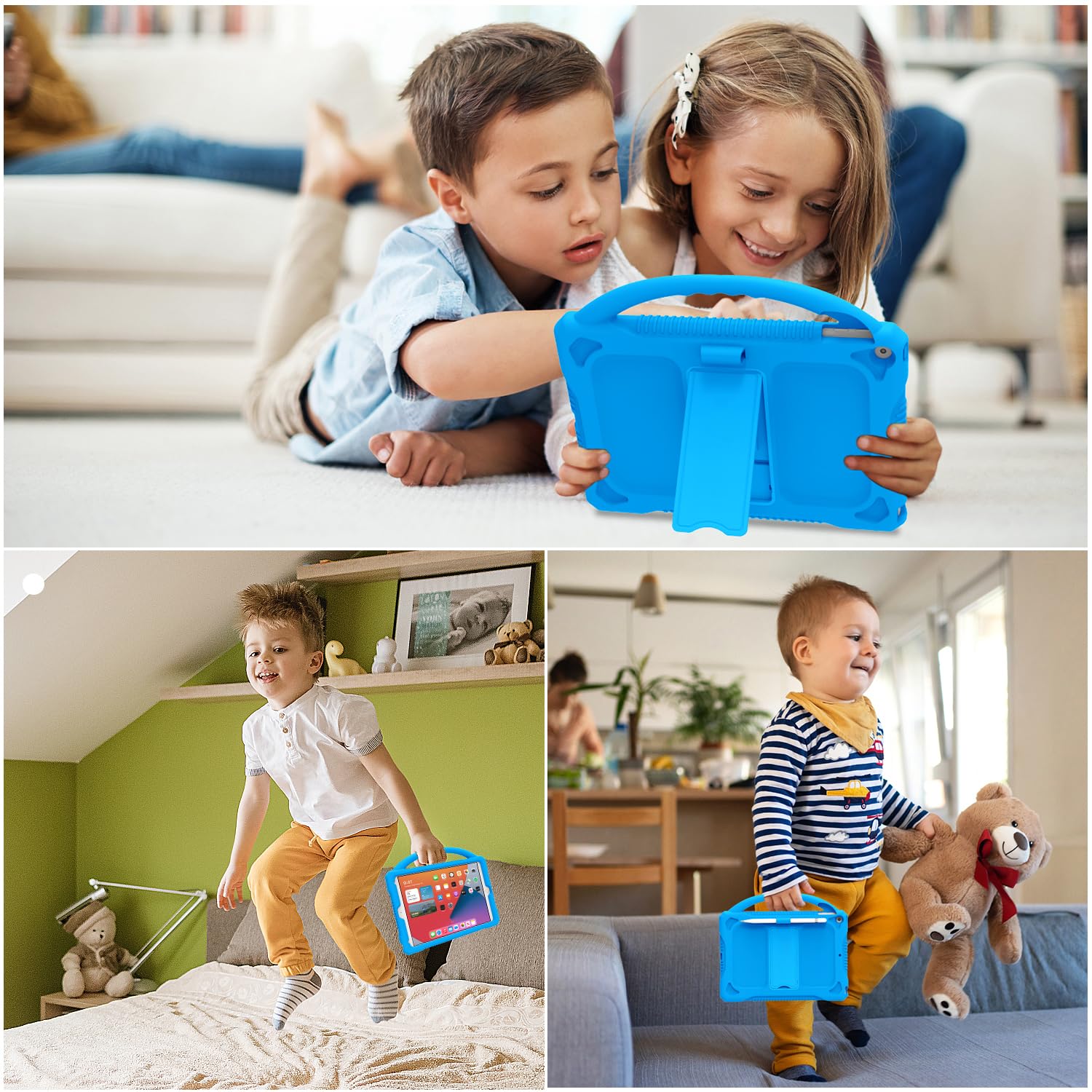 Joguiia Ipad 9Th 8Th 7Th Generation Case, Silicone Kids Case For Ipad 10.2 2021/2020/2019, Shockproof Case With Handle Stand For